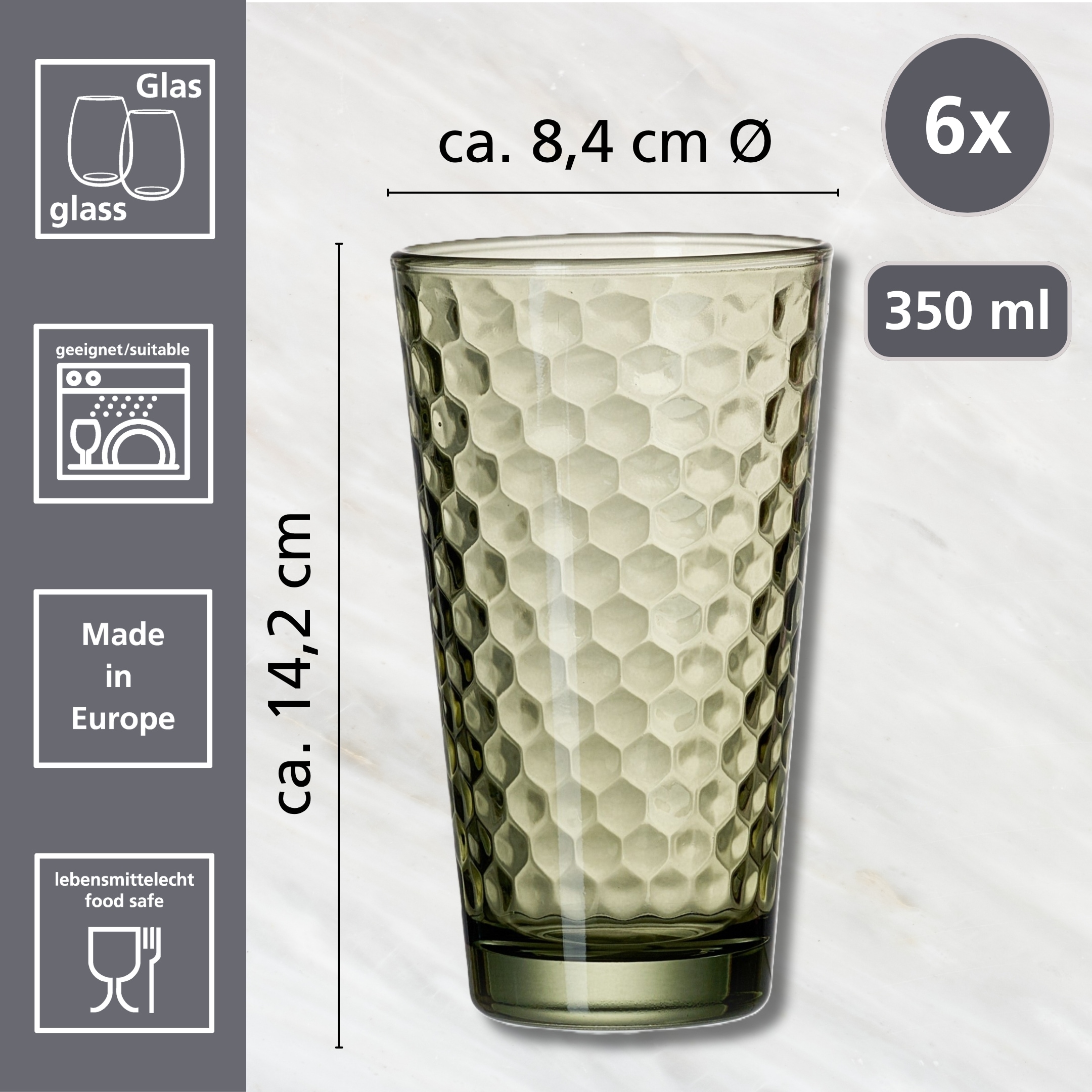 Ritzenhoff & Breker Longdrinkglas »Favo, 6-teilig« 6er Set, je 350 ml
