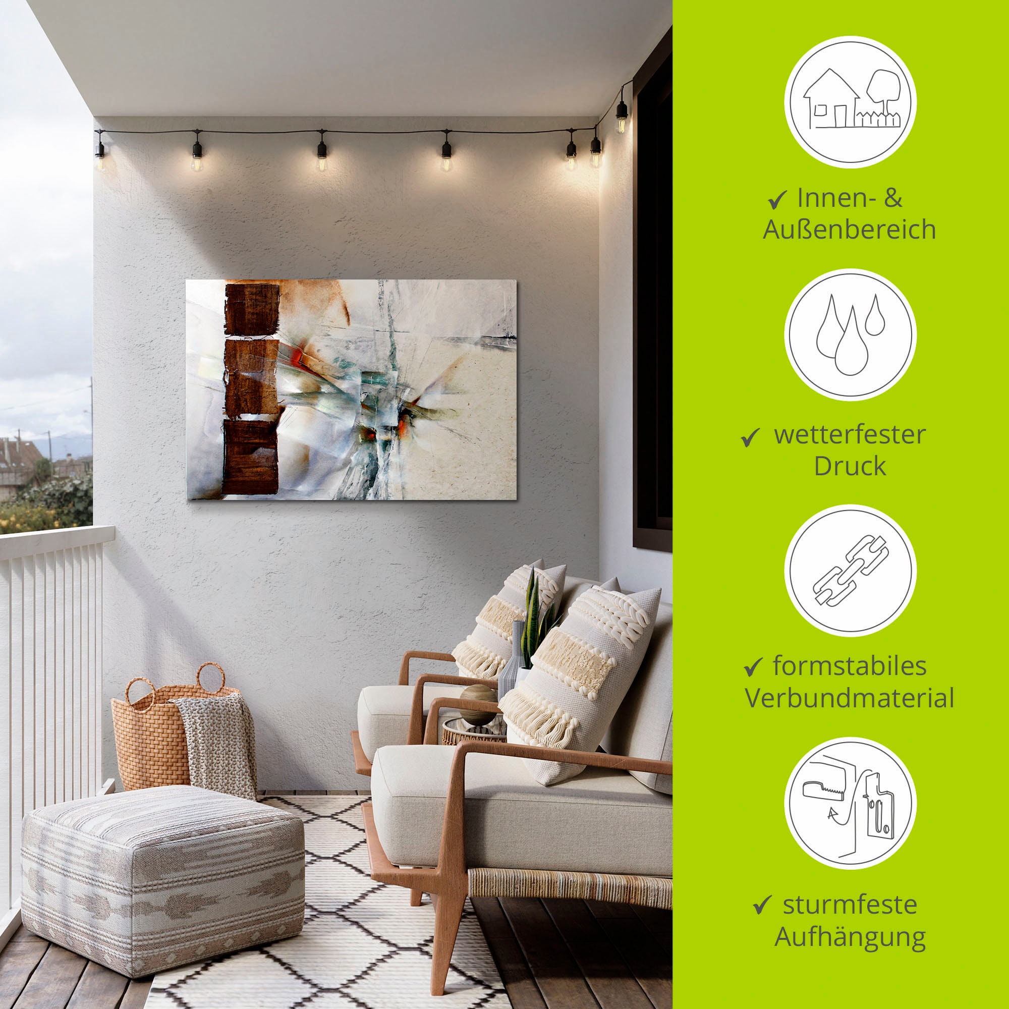 Artland Wandbild »Abstrakte Komposition in weiß«, Gegenstandslos, (1 St.), als Alubild, Outdoorbild, Leinwandbild in verschied. Größen