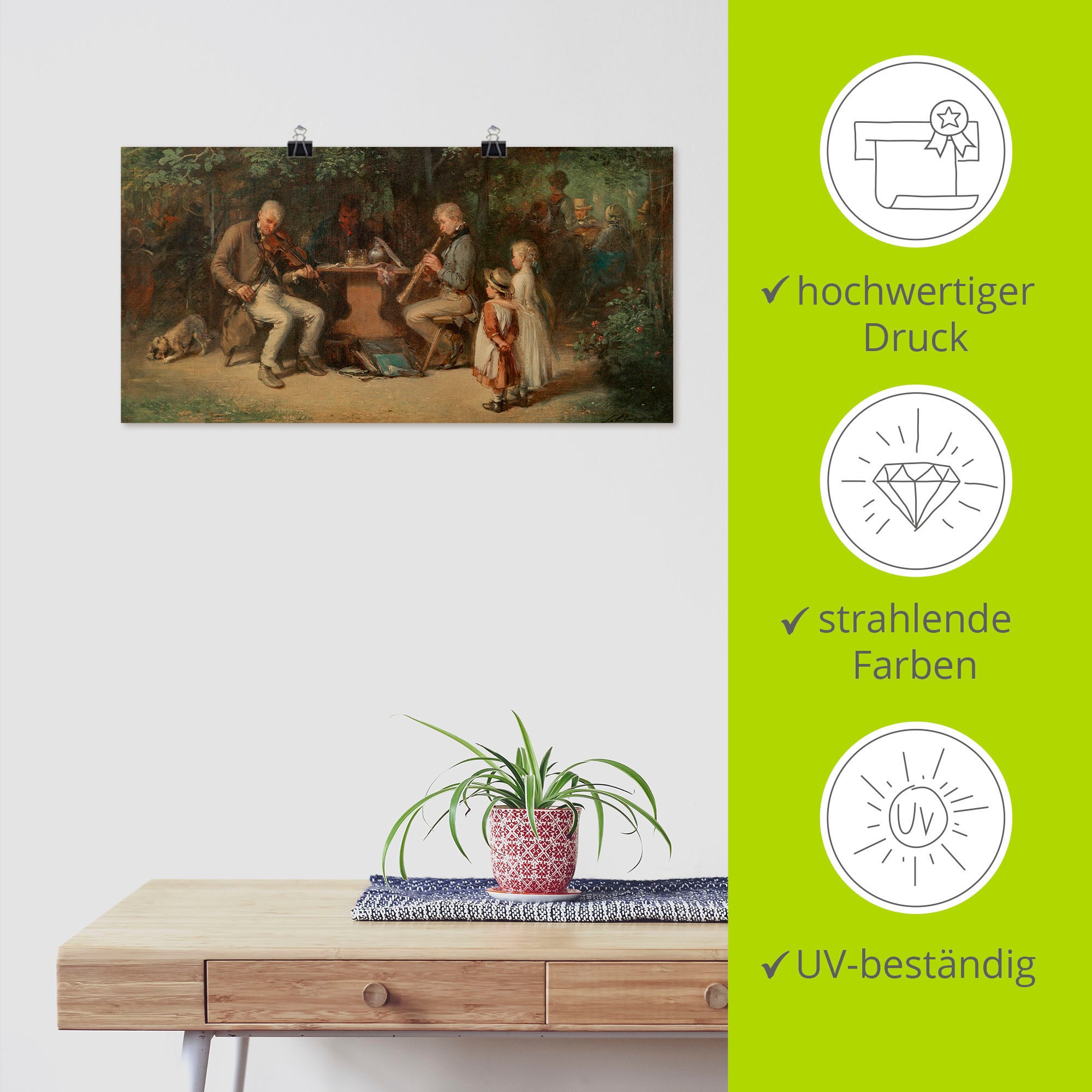 Artland Wandbild »Musikanten im Wirtshausgarten«, Bilder von Berufen, (1 St.), als Alubild, Leinwandbild, Wandaufkleber oder Poster in versch. Größen