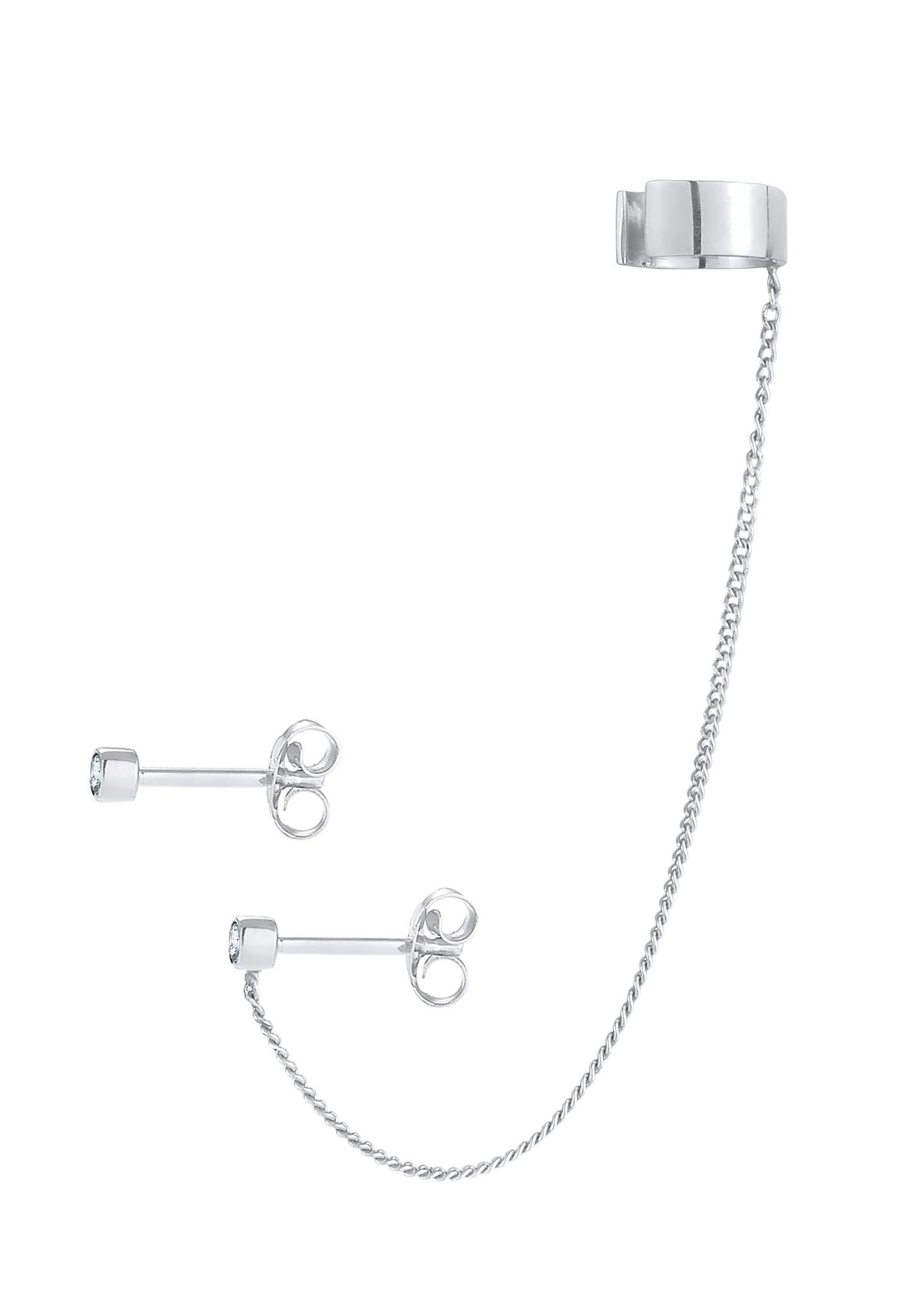 Elli Paar Ohrstecker »Ohrringe Earcuff Stecker Rund 925 Silber, mit Kristallen von Swarovski®«