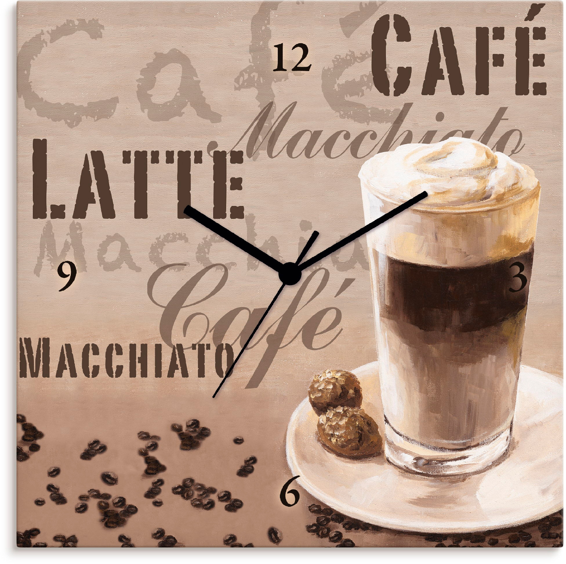 Wanduhr »Kaffee - Latte Macchiato«, wahlweise mit Quarz- oder Funkuhrwerk, lautlos...