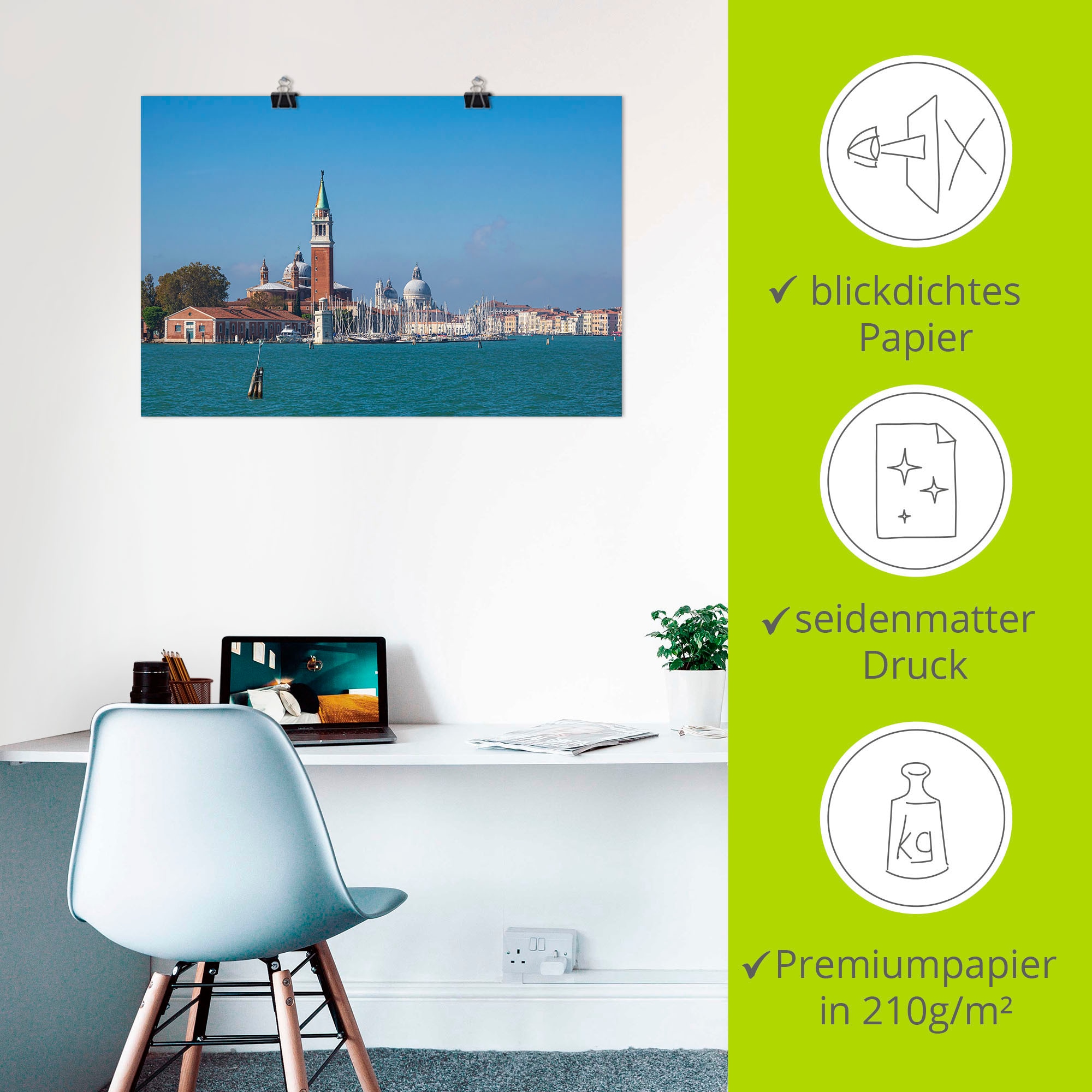 Artland Wandbild »Insel San Giorgio Maggiore in Venedig«, Venedig, (1 St.), als Alubild, Leinwandbild, Wandaufkleber oder Poster in versch. Größen