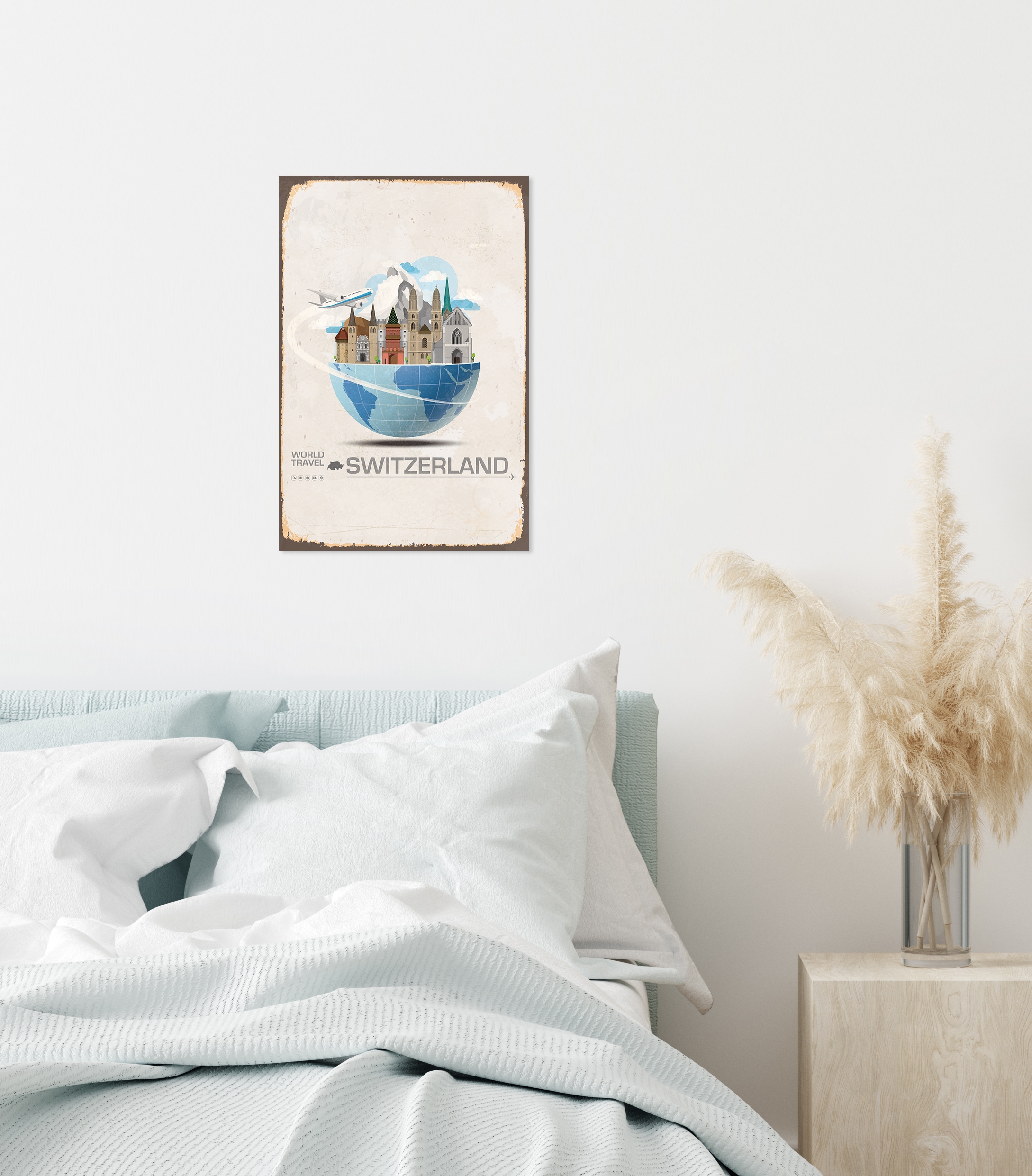 queence Metallbild »WORLD TRAVEL SWITZERLAND«, Schweiz, Blechschilder
