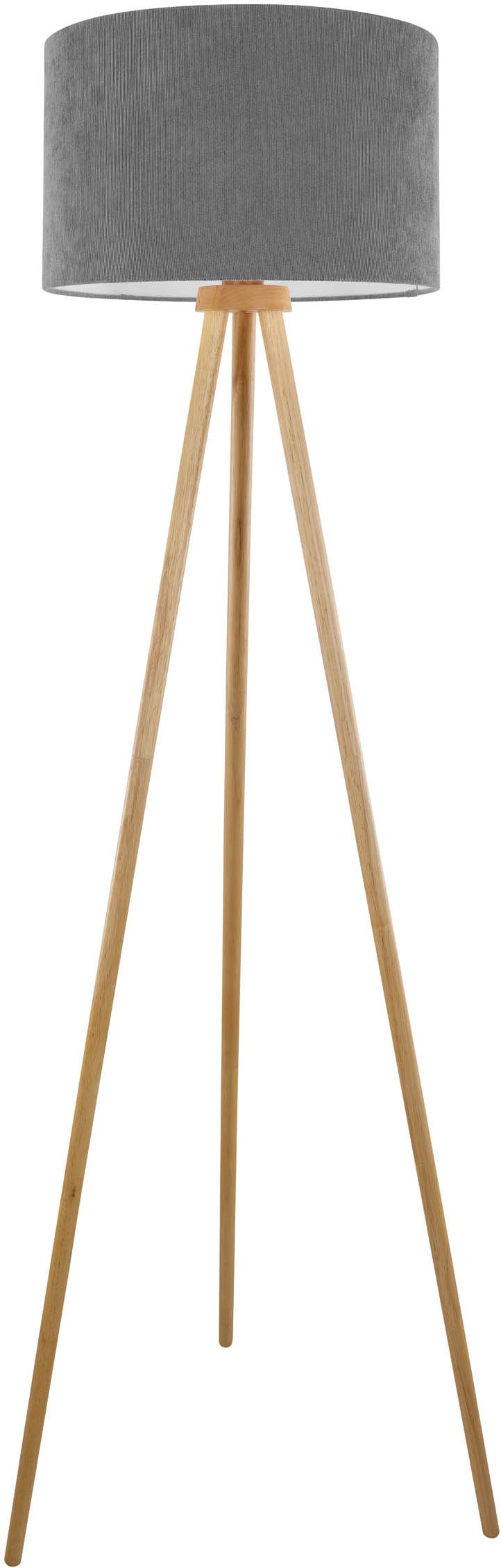 OTTO home Stehlampe »Torell - Dreibein Stehleuchte« E27 1 Stk. Schirm mit Cordbezug, Dreibein aus Holz, 1x E27 exkl., Zuleitung 300cm