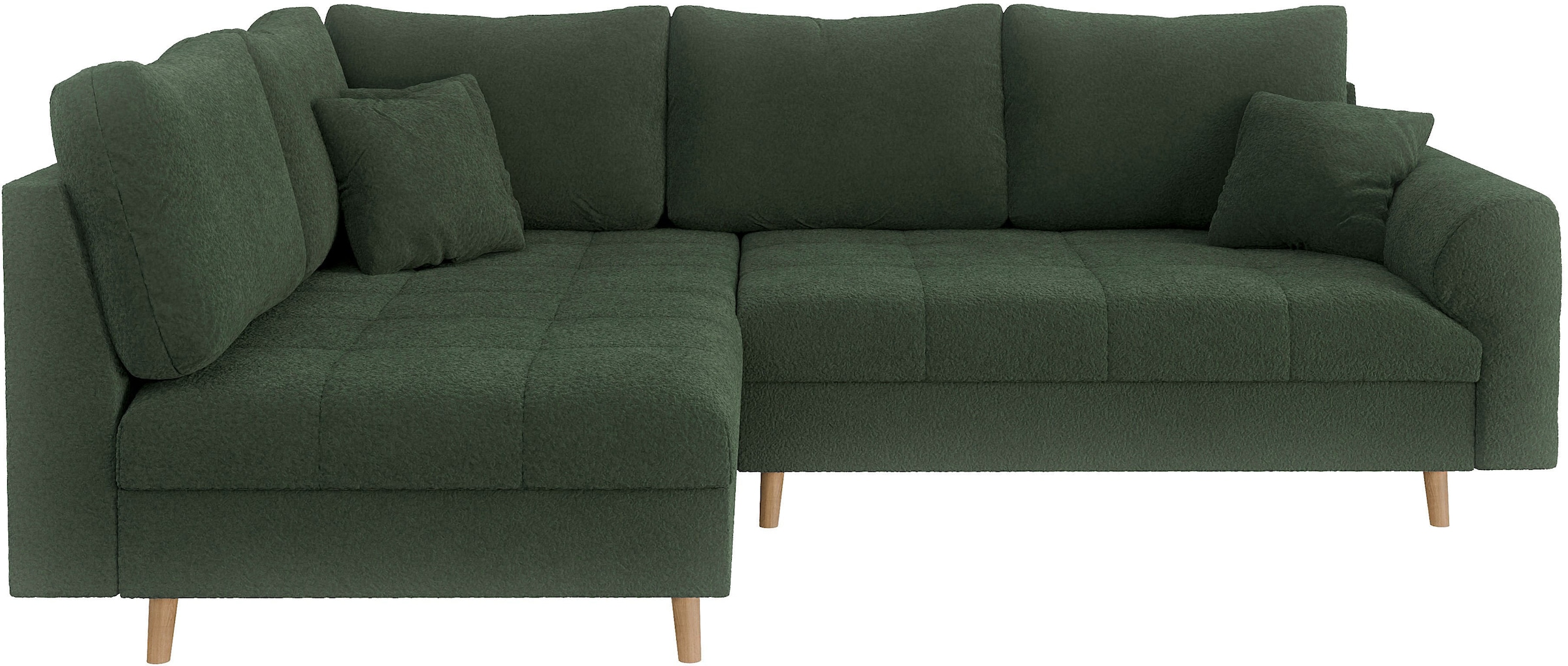 Home affaire Ecksofa »CHARRE L-Form mit Ottomane, Maße B/T/H: 231/161/81 cm«, feine Steppung, lose Rücken- und Zierkissen, auch in Cord und Bouclé