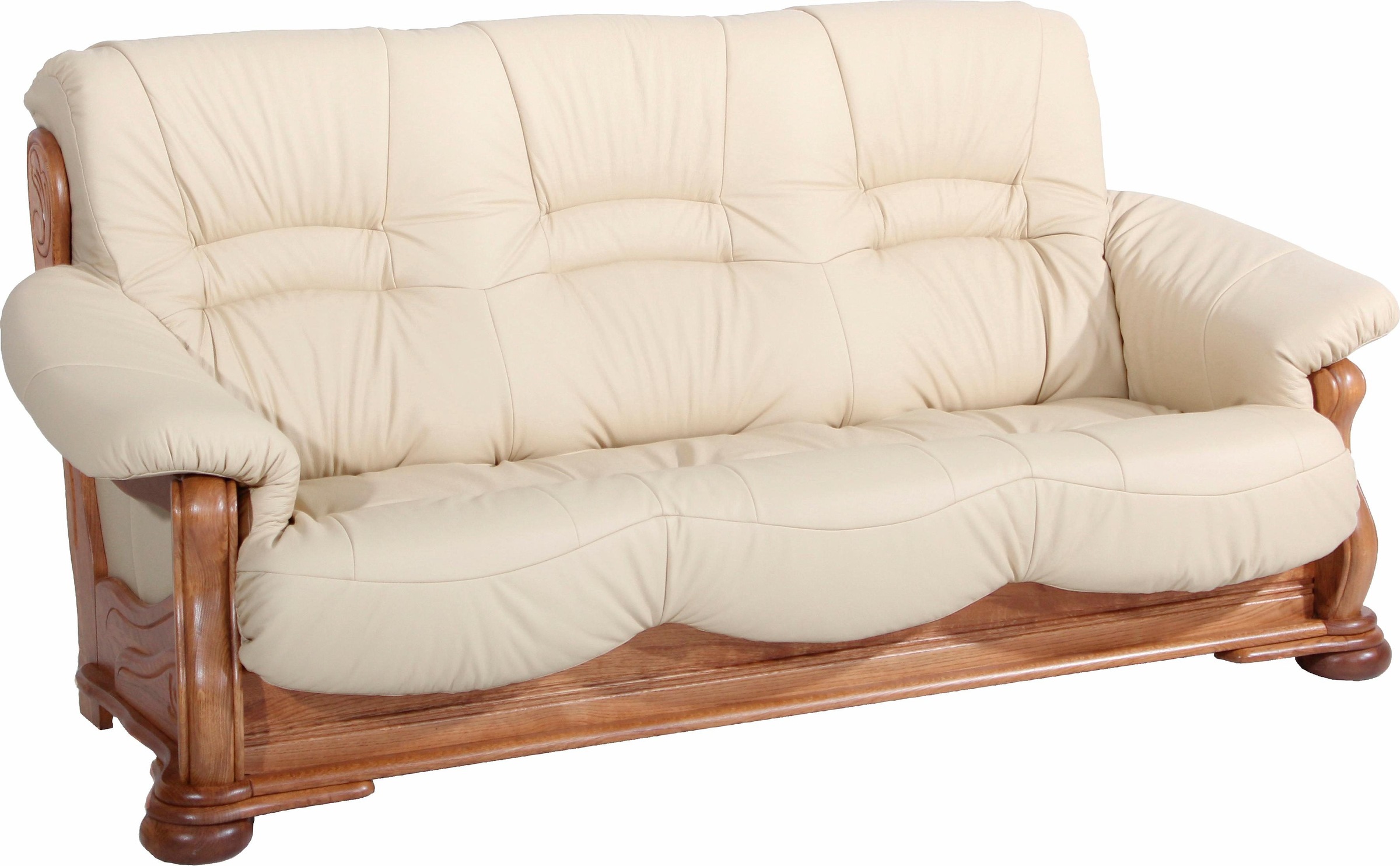 Max Winzer® Polstergarnitur »Texas Set besehend aus 2er- und 3er-Sofa, bequeme legere Polsterung« mit dekorativem Eichenholzgestell, Retro Klassiker