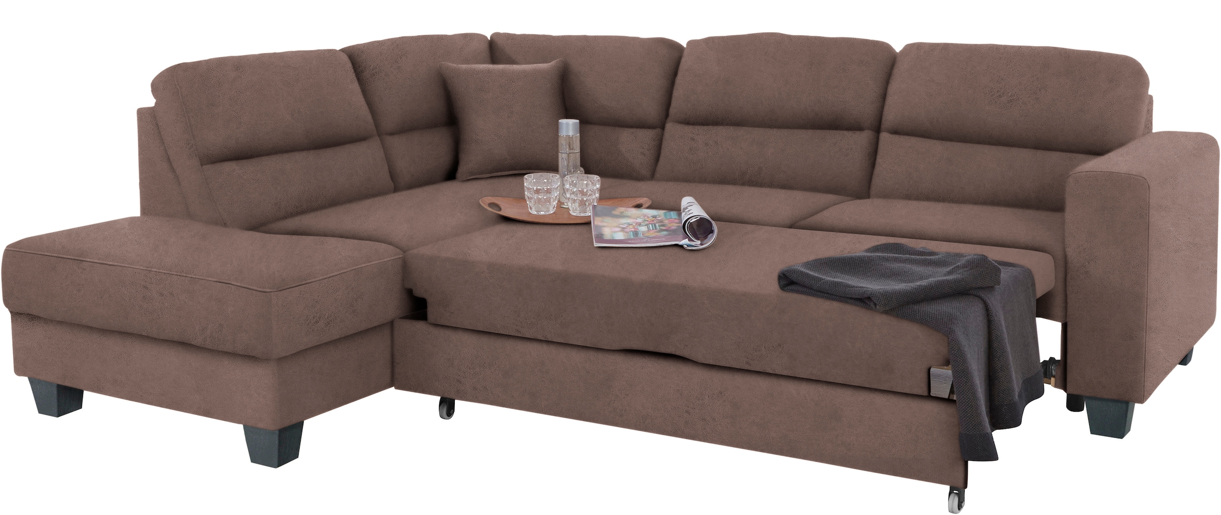 TRENDMANUFAKTUR Ecksofa »Chamber, zeitlos & elegant, B/T 245/203cm, bequem, L-Form«, inklusive einer Kopfstütze, wahlweise mit Schlaffunktion