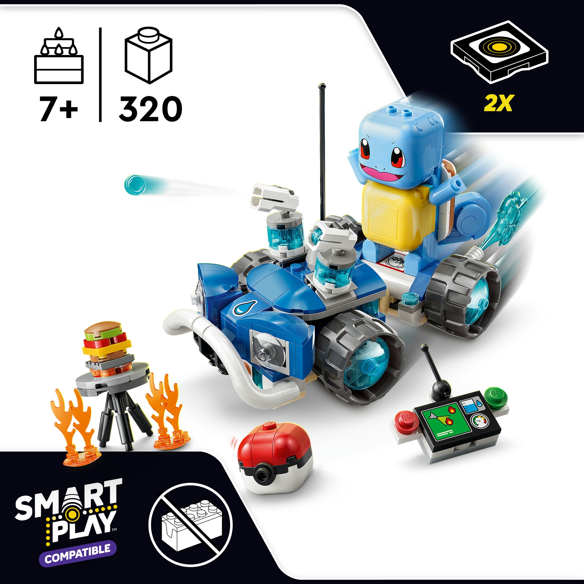 LEGO® Konstruktionsspielsteine »SMART Play™  Trainer-Buggyabenteuer mit Schiggy (72156), LEGO Pokémon« Mit SMART Brick kombatibel (nicht enthalten)