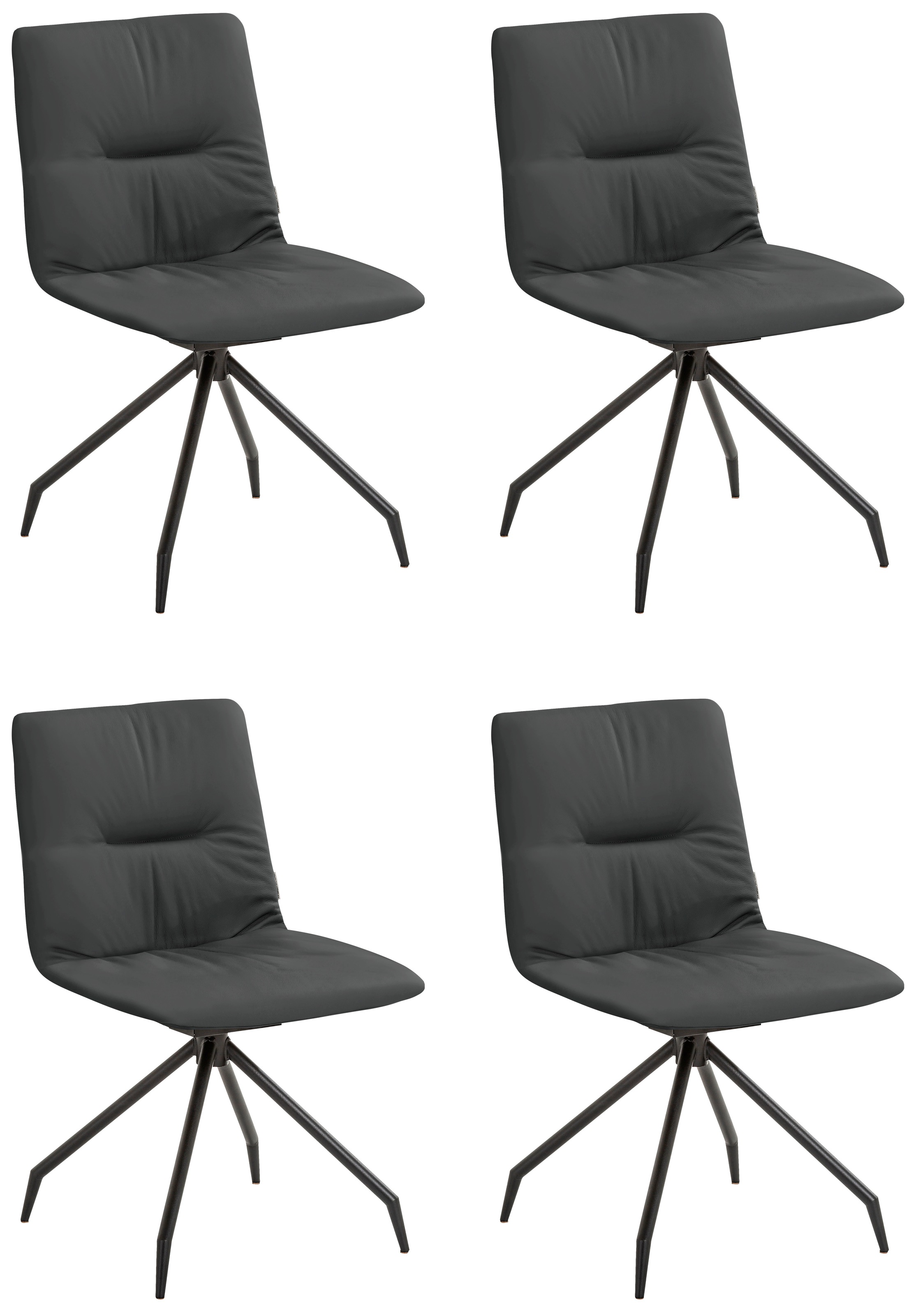 W.SCHILLIG Polsterstuhl »lotta«, (Set), 4 St., Longlife Xtra-Leder Z59, 2er- oder 4er-Set, mit Rückensteppung, Kreuzfuß in Schwarz pulverbeschichtet, optional mit Drehfunktion & Rückholfeder