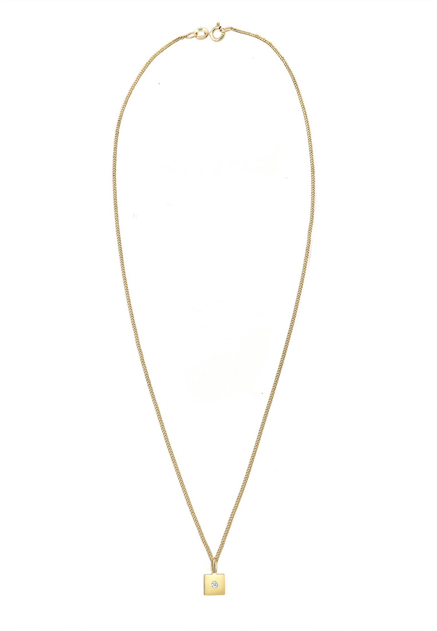 Elli DIAMONDS Silberkette »Halskette Quadrat Diamant (0.015 ct) 585 Gelbgold«