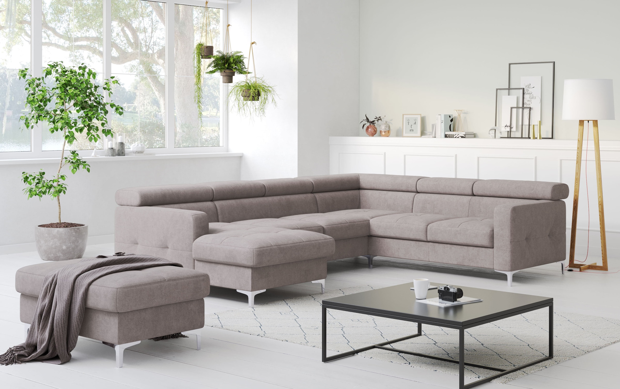 COTTA Wohnlandschaft »Sammy U-Form«, mit Kopfteilverstellung, optional mit Bettfunktion und Bettkasten