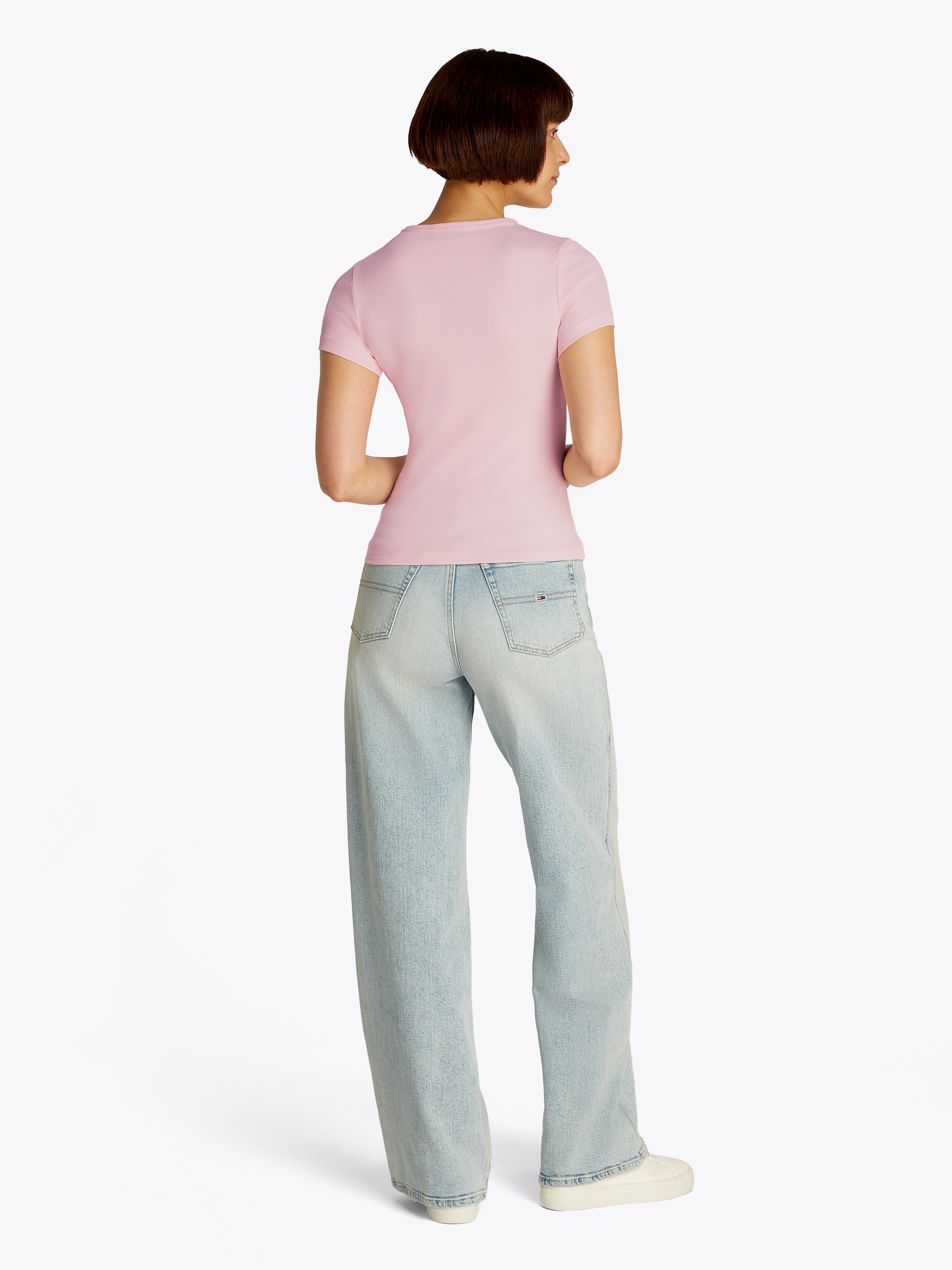 Tommy Jeans T-Shirt »TJW SLIM BADGE RIB TEE«, in Rippoptik