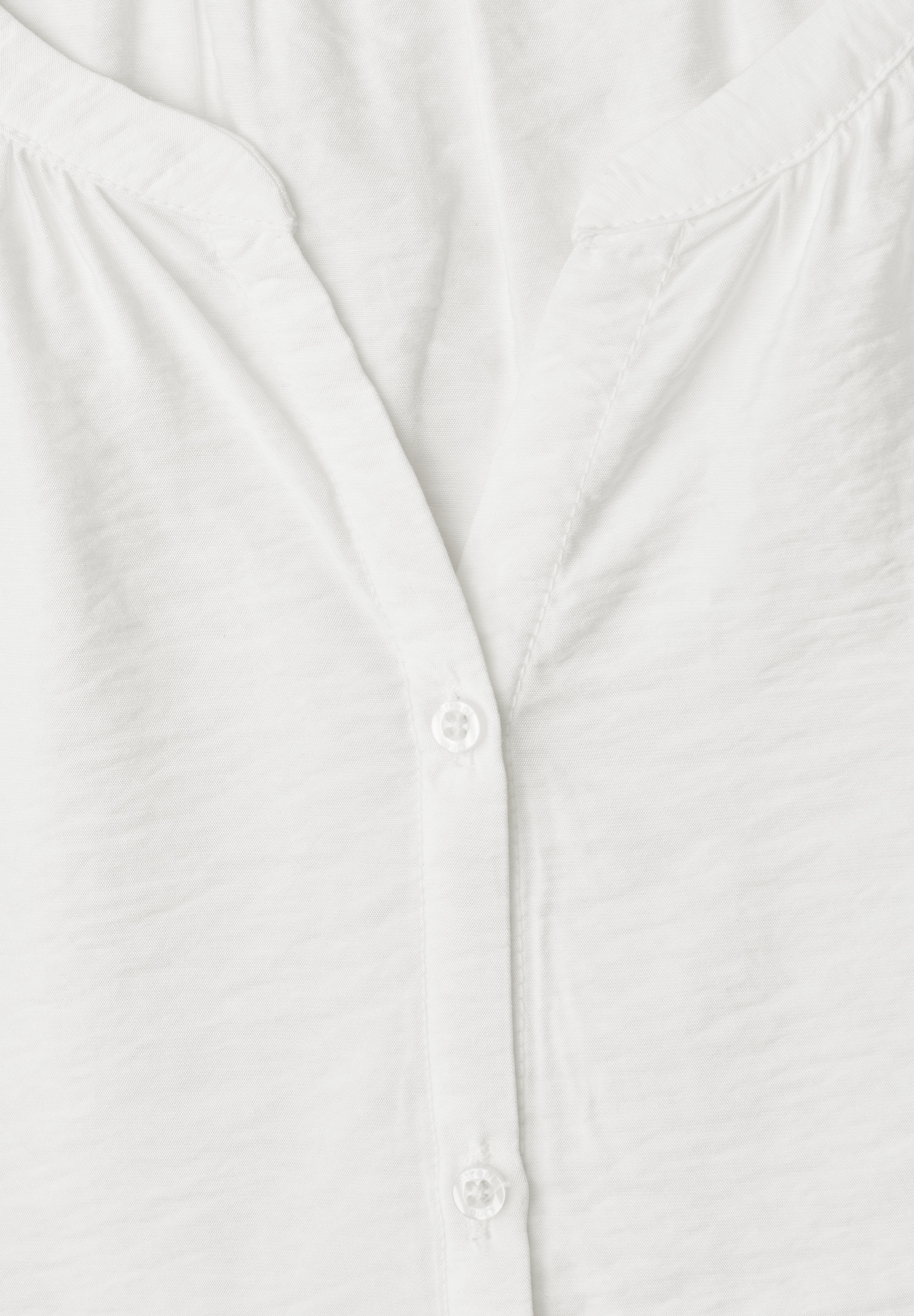STREET ONE Kurzarmbluse Sommerbluse mit Split Neck und Knöpfen