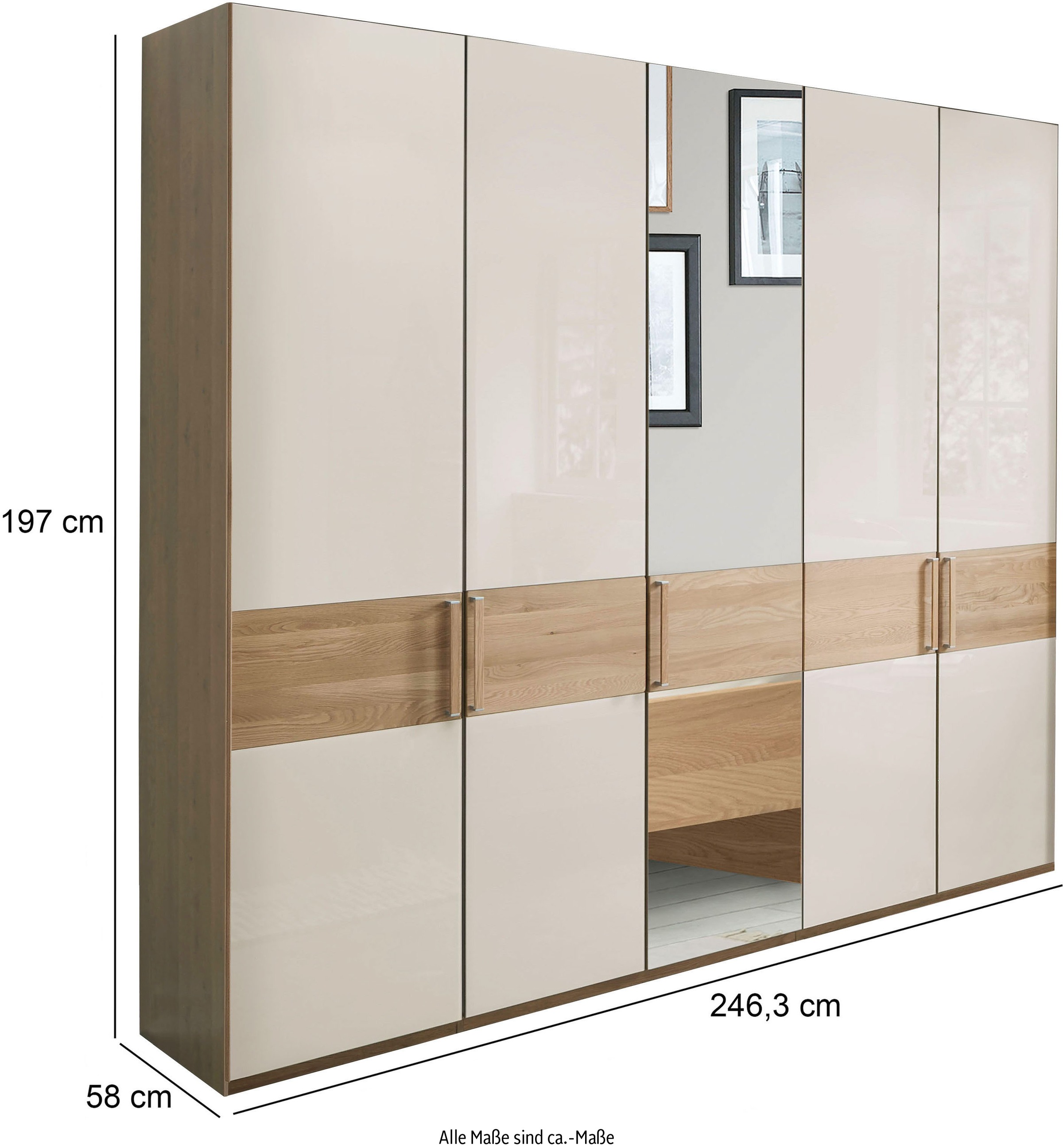 WIEMANN Kleiderschrank »Kiruna« mit Champagnerglas und Spiegel