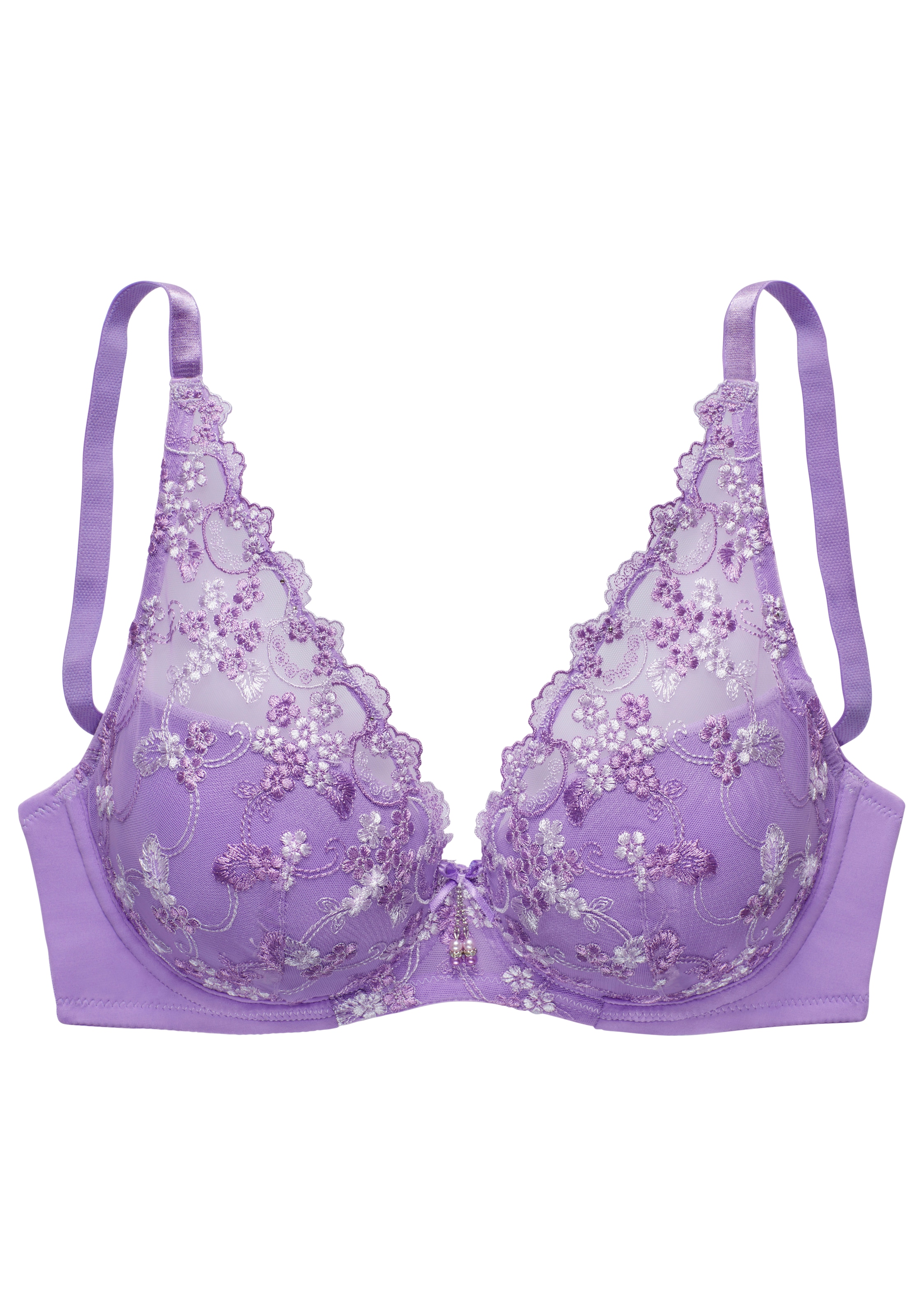 LASCANA Schalen-BH, mit Bügel in High-Apex-Schnittform aus Stickereispitze, sexy Dessous