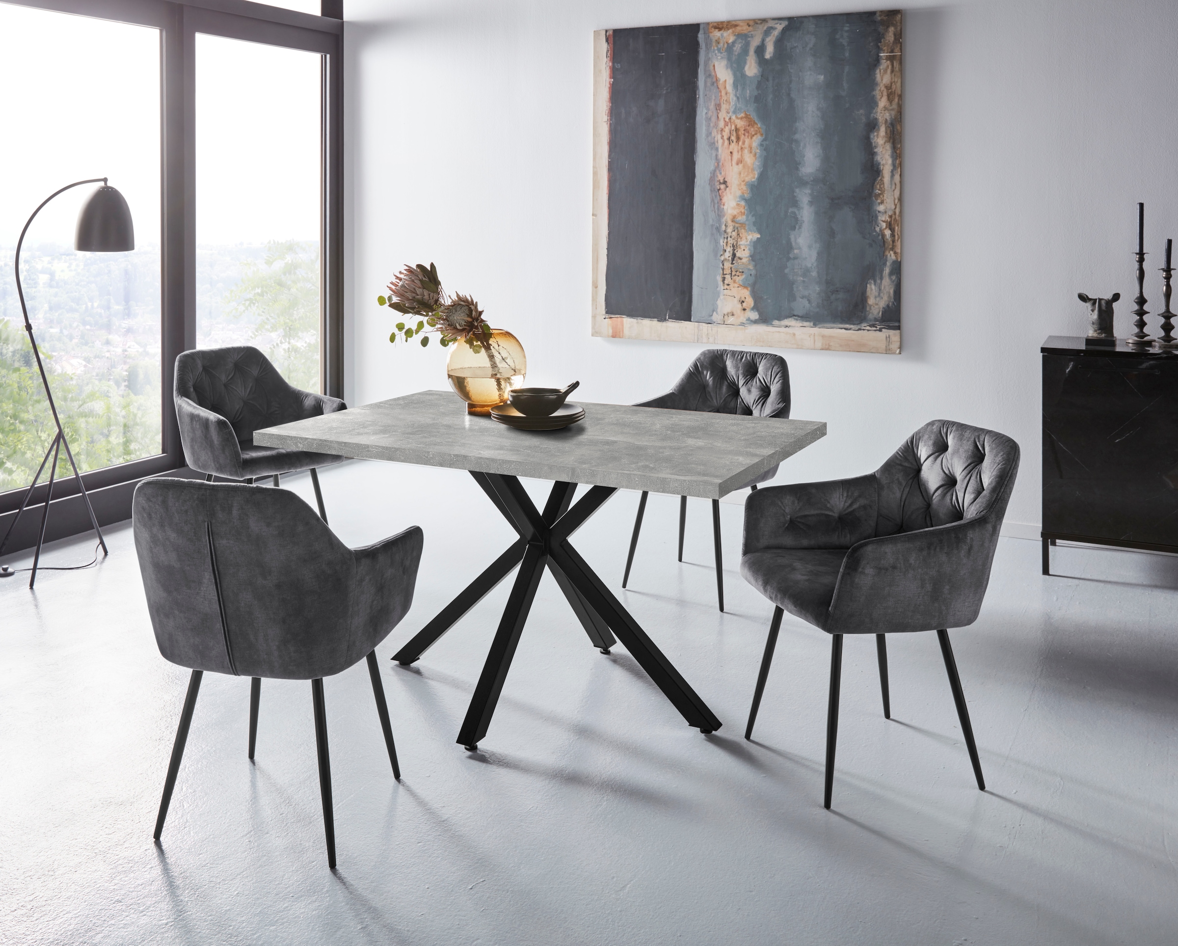 HELA Essgruppe »CLEO Tischgruppe Bestseller«, (Set, 5 tlg., 1 Tisch / 4 Stühle), Schalenstühle Tisch Wohnzimmer Esszimmer