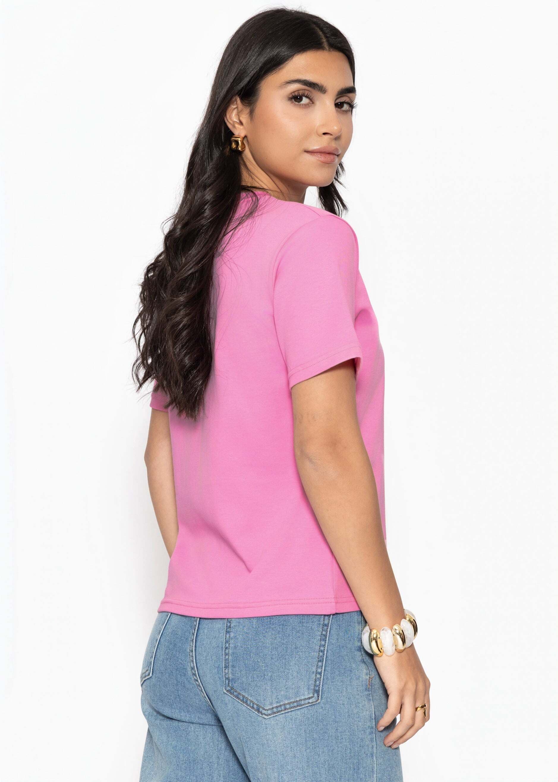SASSYCLASSY T-Shirt »Rundhals T-Shirt« Legeres Top aus Baumwolle in lockerer Passform