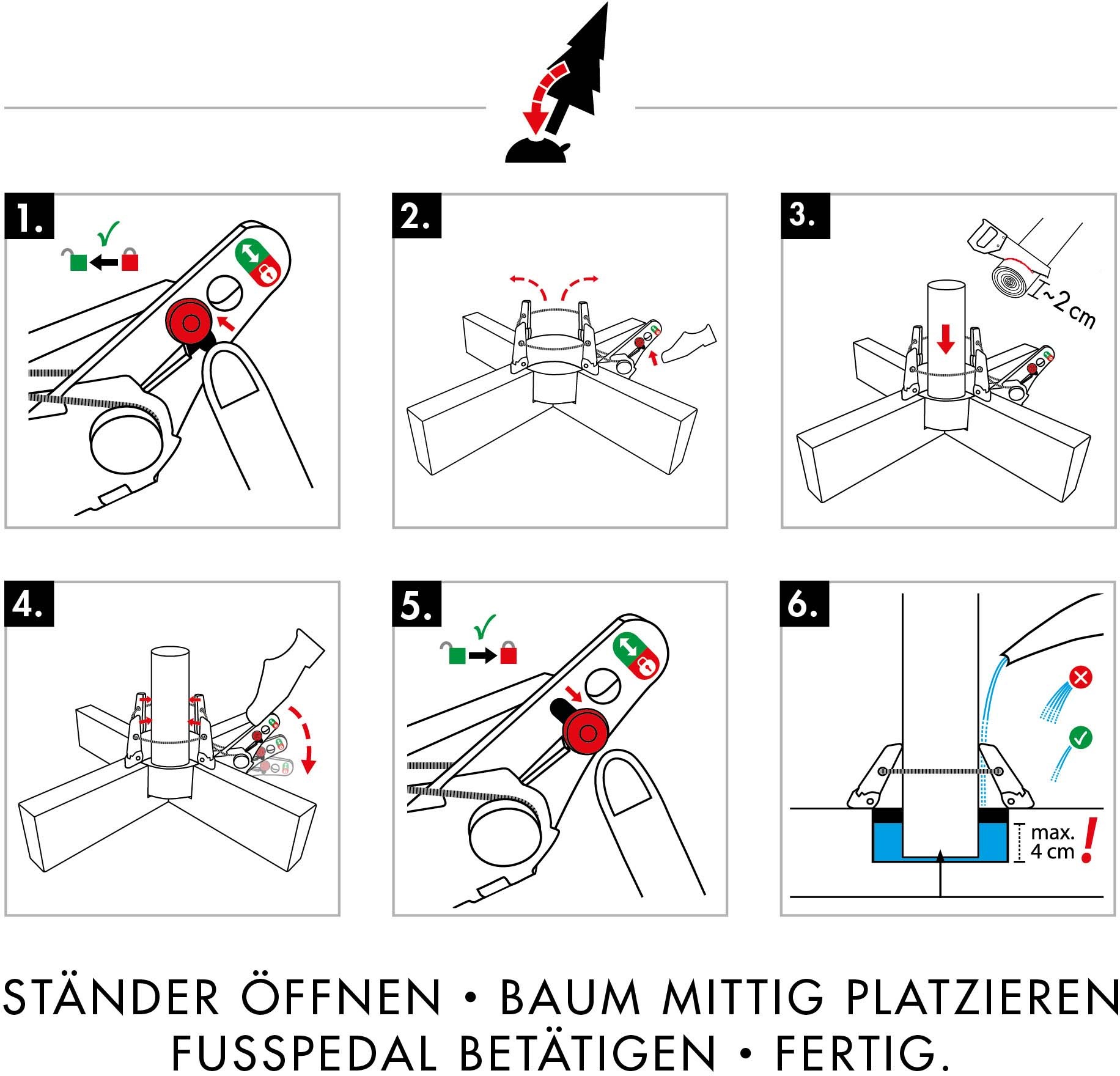 Krinner Christbaumständer »Kopenhagen Eiche, Weihnachtsdeko, Christbaumschmuck«, mit Fußhebel/- und Einseiltechnik