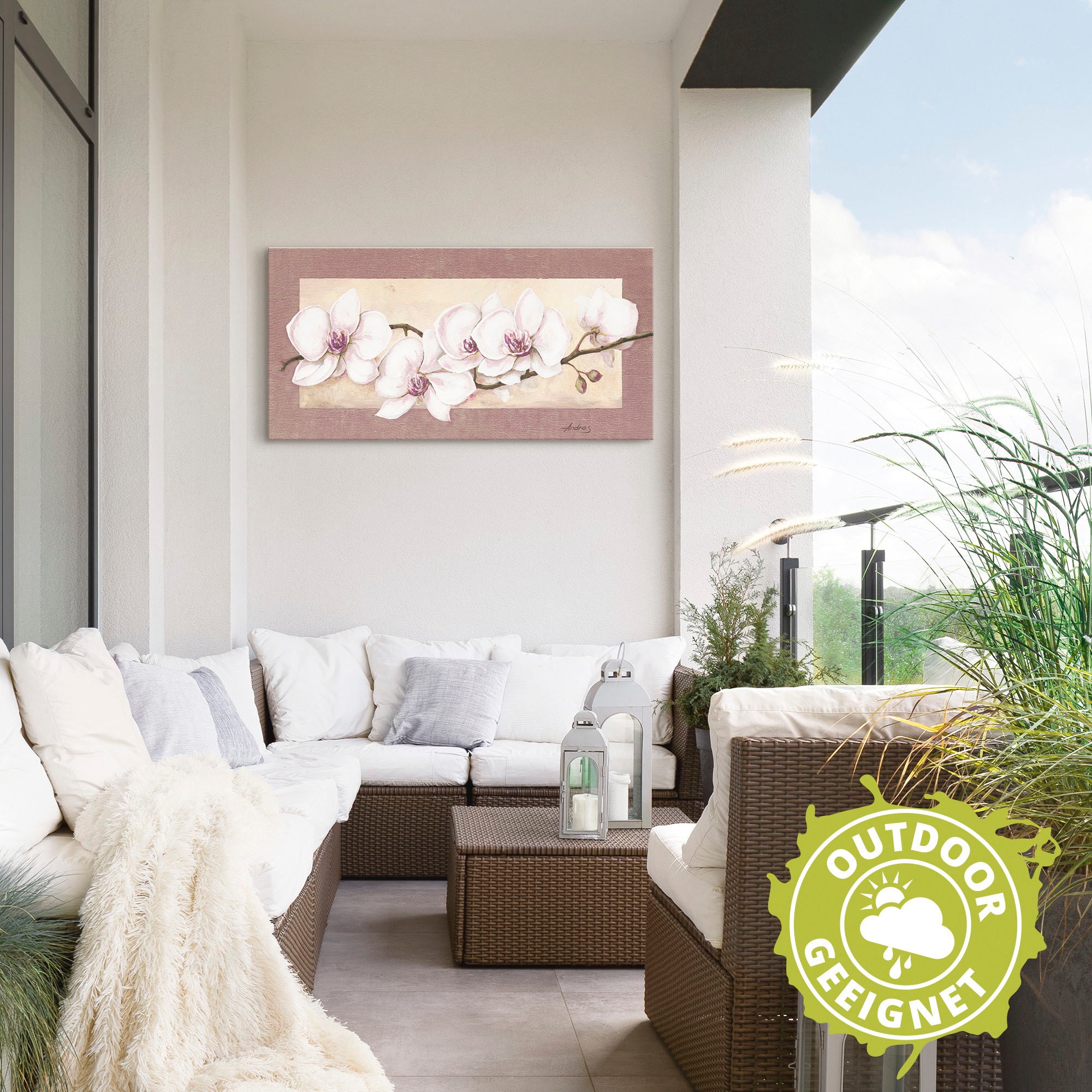 Artland Wandbild »Orchideenzweig_in Beerentönen«, Blumen, (1 St.), als Alubild, Outdoorbild, Leinwandbild in verschied. Größen
