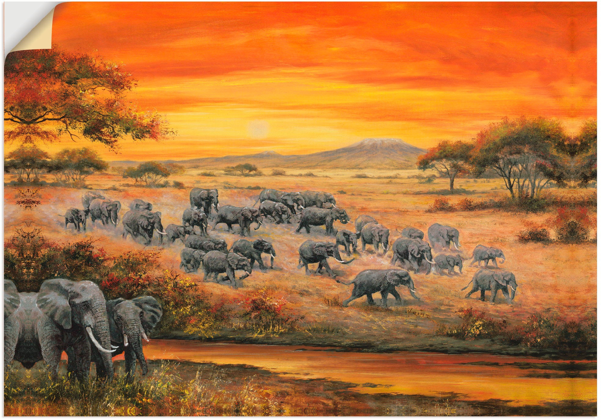 Artland Wandbild »Wildes Leben - Elefanten«, Wildtiere, (1 St.), in vielen Größen & Produktarten - Alubild / Outdoorbild für den Außenbereich, Leinwandbild, Poster, Wandaufkleber / Wandtattoo auch für Badezimmer geeignet