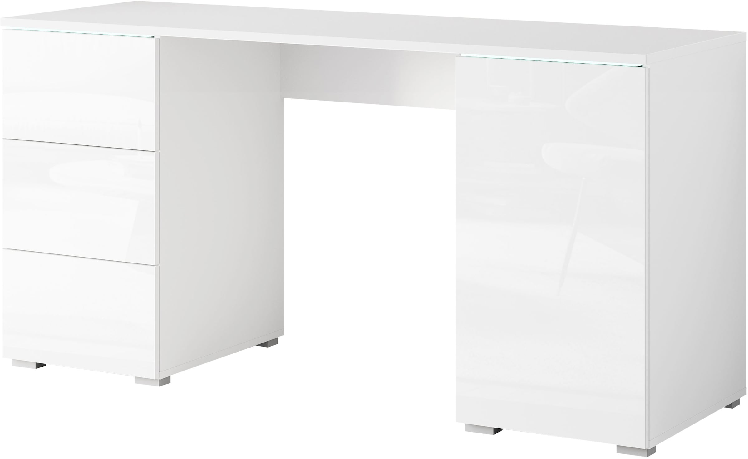 Home affaire Schreibtisch »Vera, Computertisch mit LED-Beleuchtung« 1 Stk. tlg. Bürotisch mit LED, Push-to-Open, 3 Schubladen & Stauraum