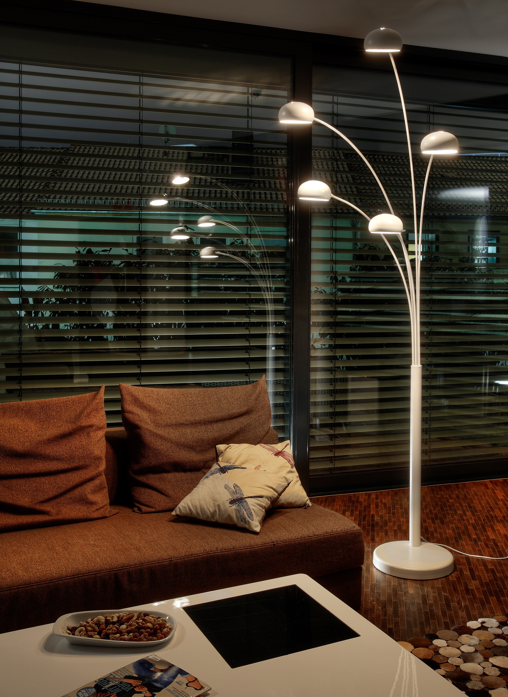 SalesFever Stehlampe »Flemming«, 5 flammig, Leuchtmittel E14 | ohne Leuchtmittel, 5 bewegliche Arme, Dimmschalter, echter Marmorfuß