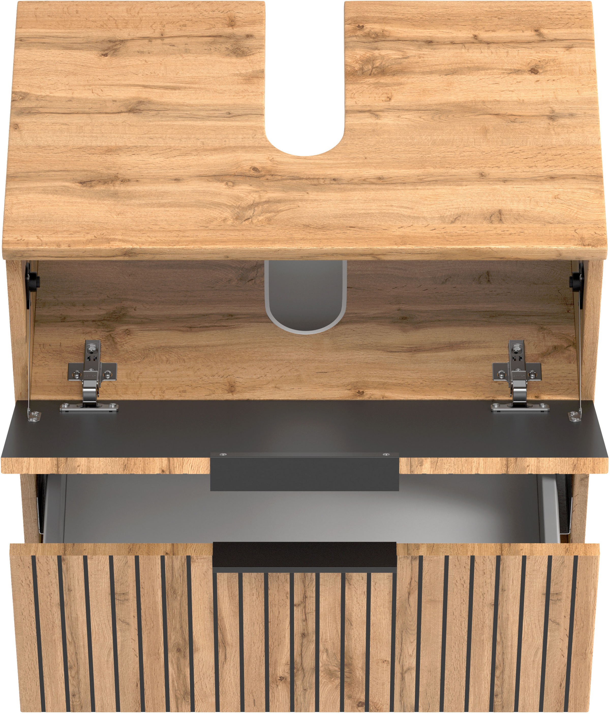 welltime Badezimmer-Set »Welltime Möbel, Carlton Unterbecken-Set 2teilig, 60 cm, gestreift«, (2 St.)