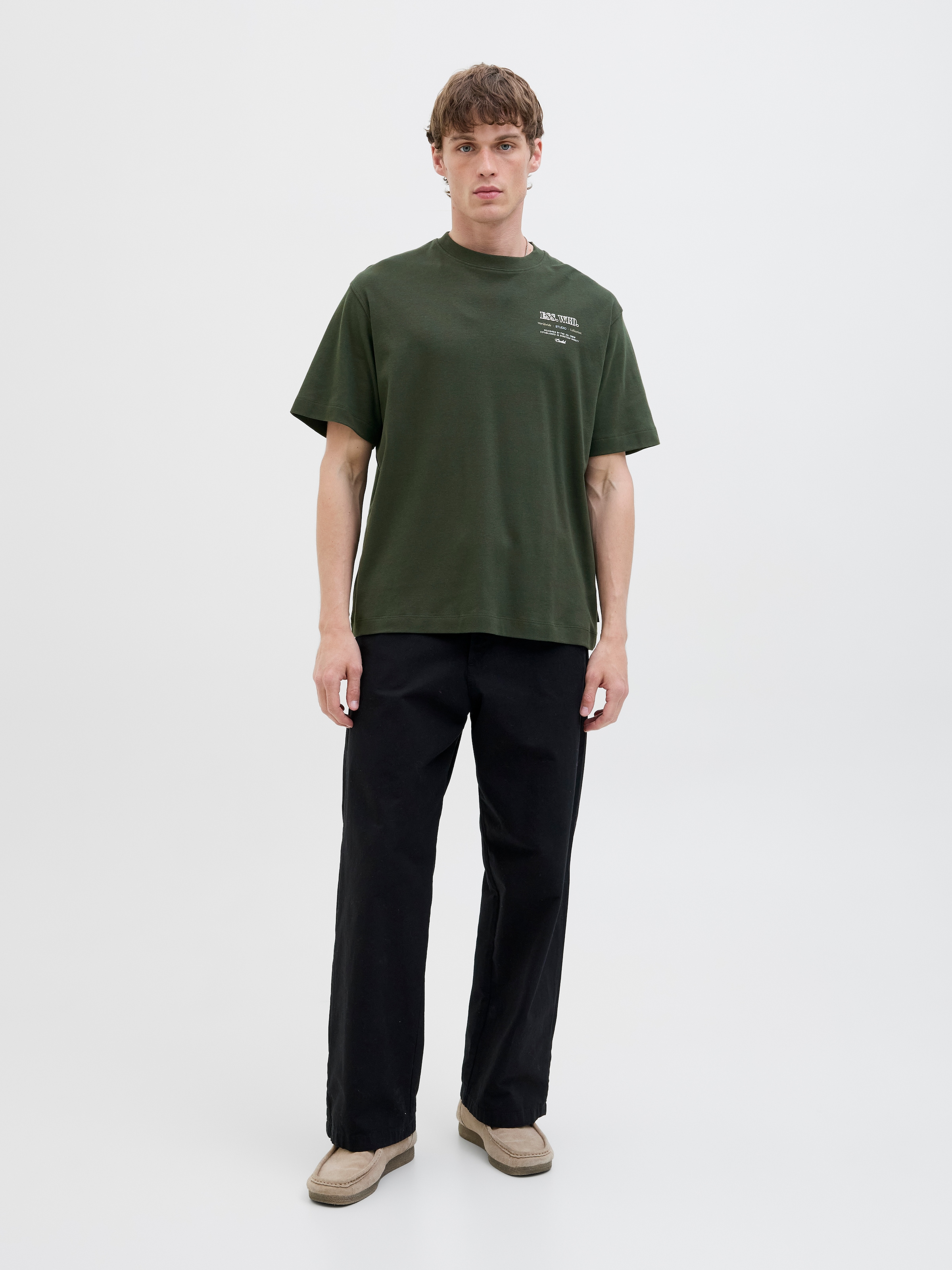 Jack & Jones Rundhalsshirt »JJEURBAN EDGE STUDIO TEE SS O-NECK NOOS«, mit Front und Back Print