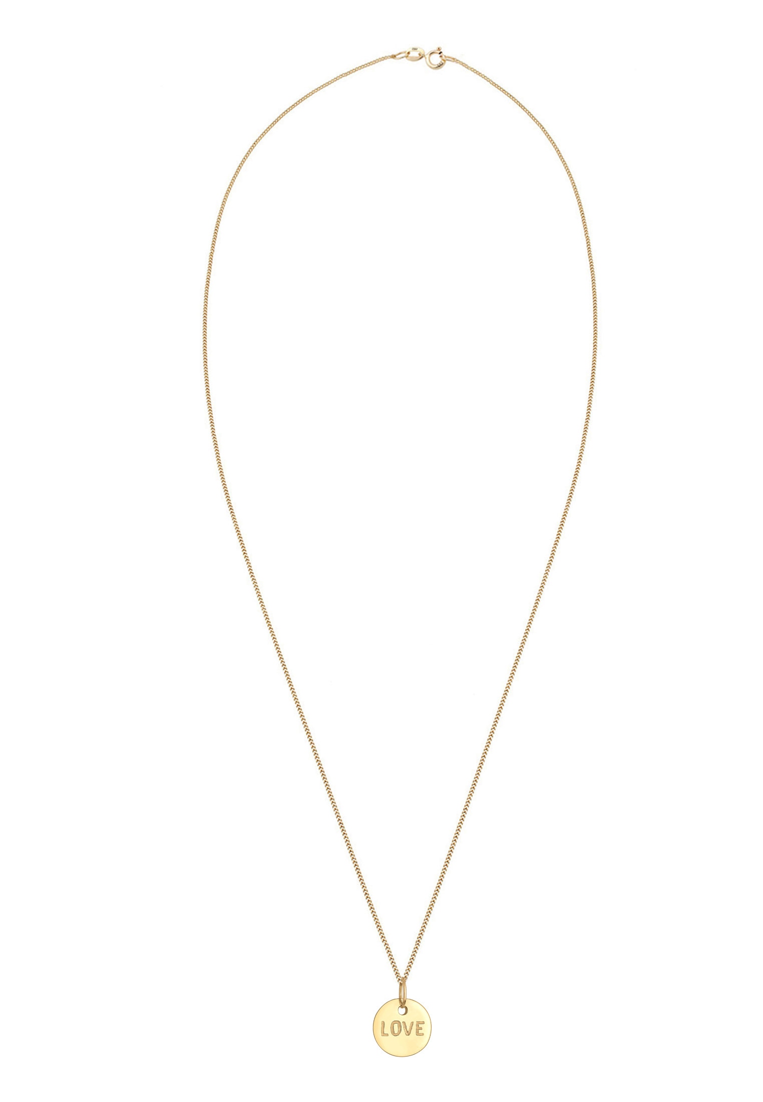 Elli Premium Kette mit Anhänger »Halskette Love-Schriftzug Liebe Wording 585 Gelbgold«