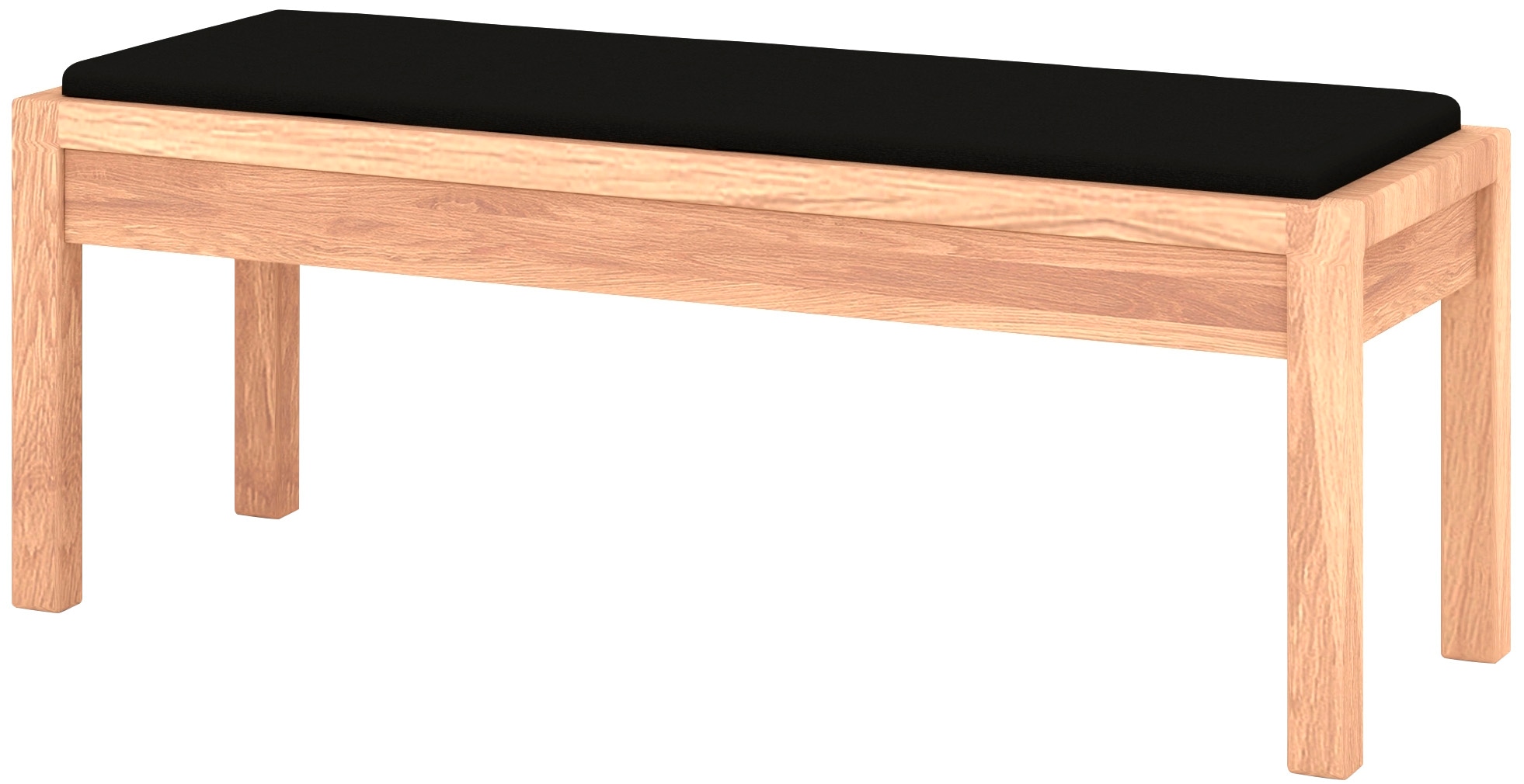 Musterring Bettbank »Sorrent, Sitzbank, Ankleidebank, massiv Eiche«, (Lieferung montiert, Sitzhöhe 46,3 cm), mit Sitzauflage in Kunstleder anthrazit, Breite 120cm