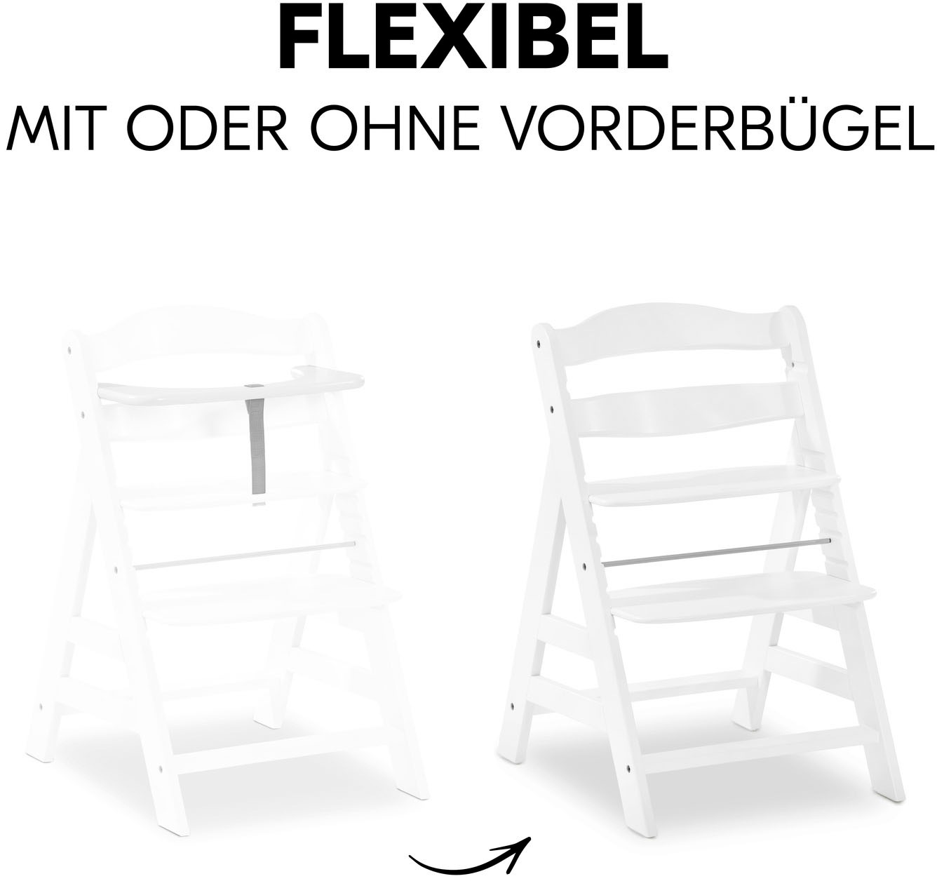 Hauck Hochstuhl »Alpha+, weiß + Sitzauflage Rainbow«, (Set), 3 St.