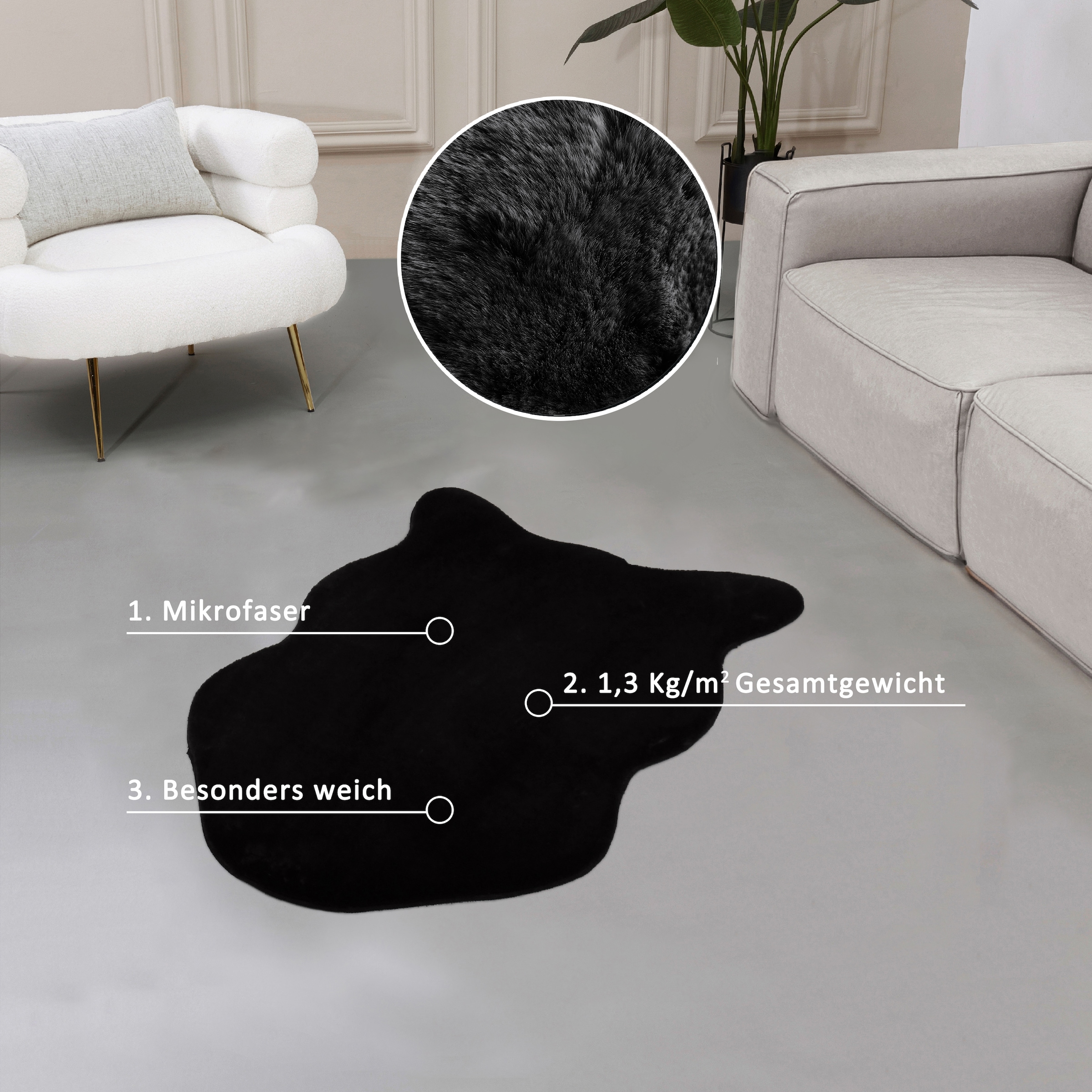 Leonique Fellteppich »Balu«, 20 mm Höhe, Kunstfell in Kaninchenfell Haptik, fußbodenheizungsgeeignet, pflegeleicht, ideale Teppiche für Wohnzimmer, Schlafzimmer, Esszimmer, Arbeitszimmer