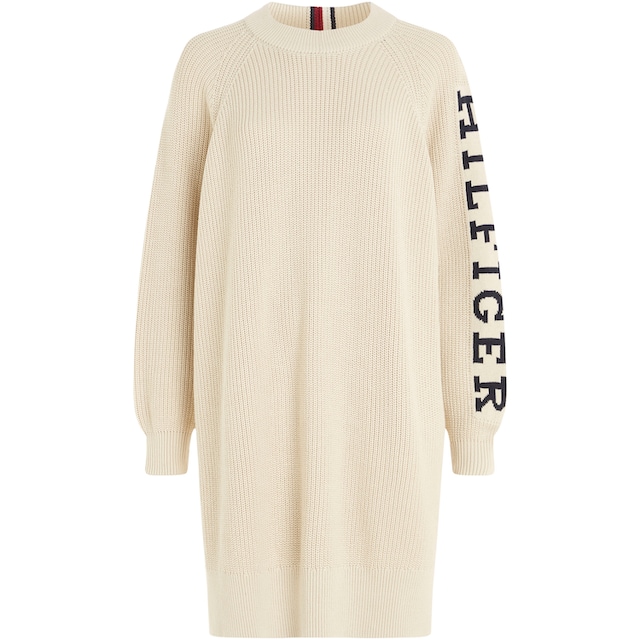 Tommy Hilfiger Strickkleid »PLACED HILFIGER SWEATER DRESS«, mit markantem  Hilfiger Logo-Schriftzug Auf dem Ärmel bestellen bei OTTO