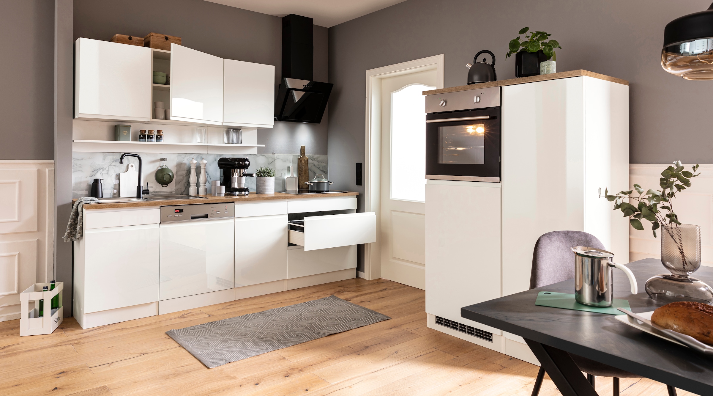 KOCHSTATION Küchenzeile »KS-Virginia«, Breite 350 cm, ohne E-Geräte