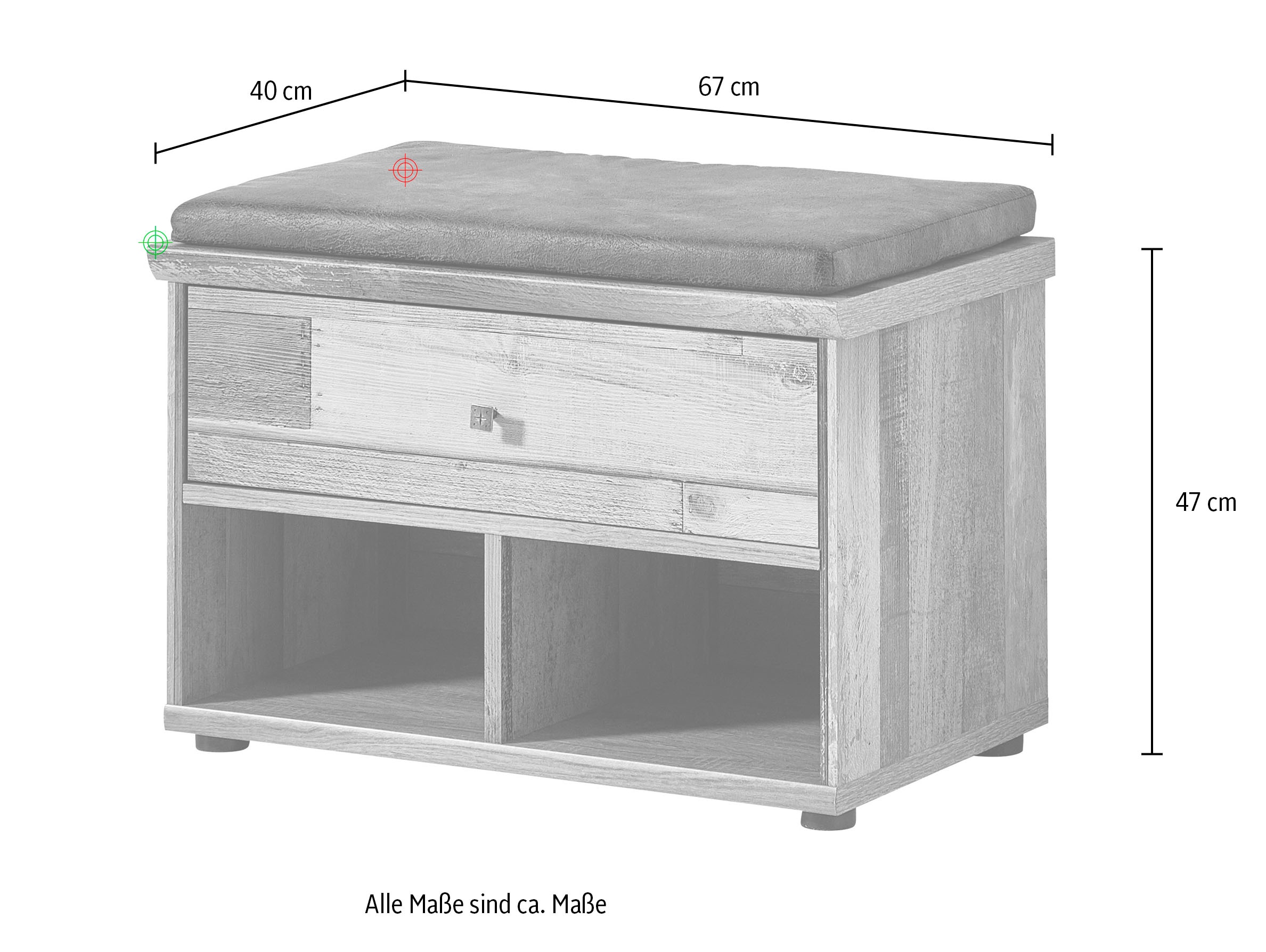 Innostyle Schuhbank »BONANZA« 1 Stk. tlg. 2 Fächer, 1 breite Schublade, abnehmbares Sitzkissen
