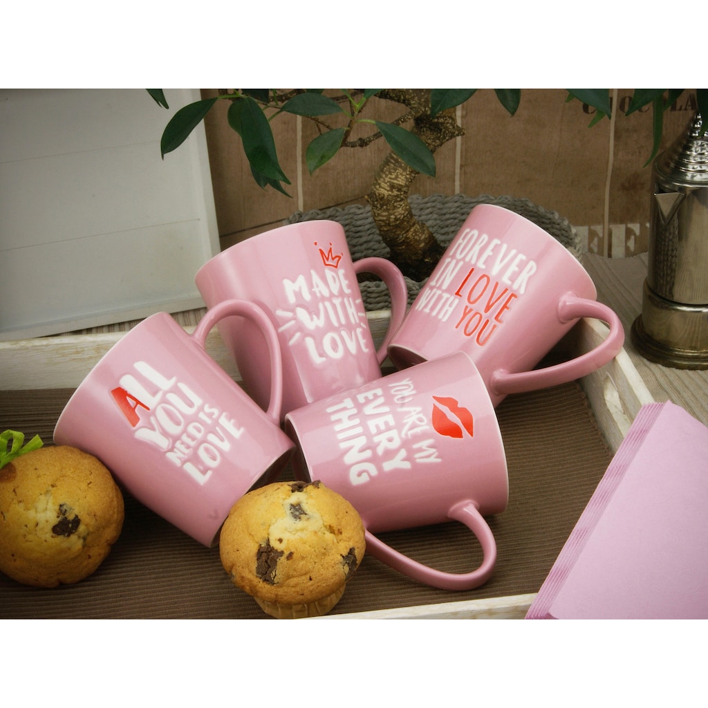 CreaTable Becher »Kaffeebecher Love Collection«, (Set, 4 tlg.)