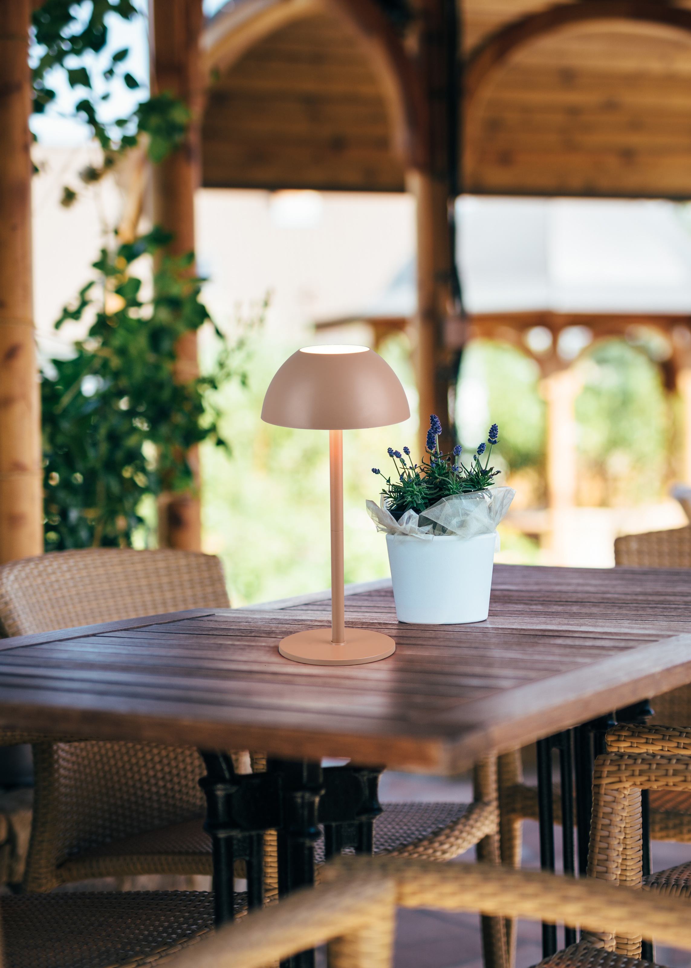 my home LED Außen-Tischleuchte »Abbey Tischleuchte 2er-Set«, 1 flammig, Leuchtmittel LED-Board | LED fest integriert, 2er Set Outdoor Akku Tischlampe Pilzdesign USB-C 4-fach Touch Dimmer