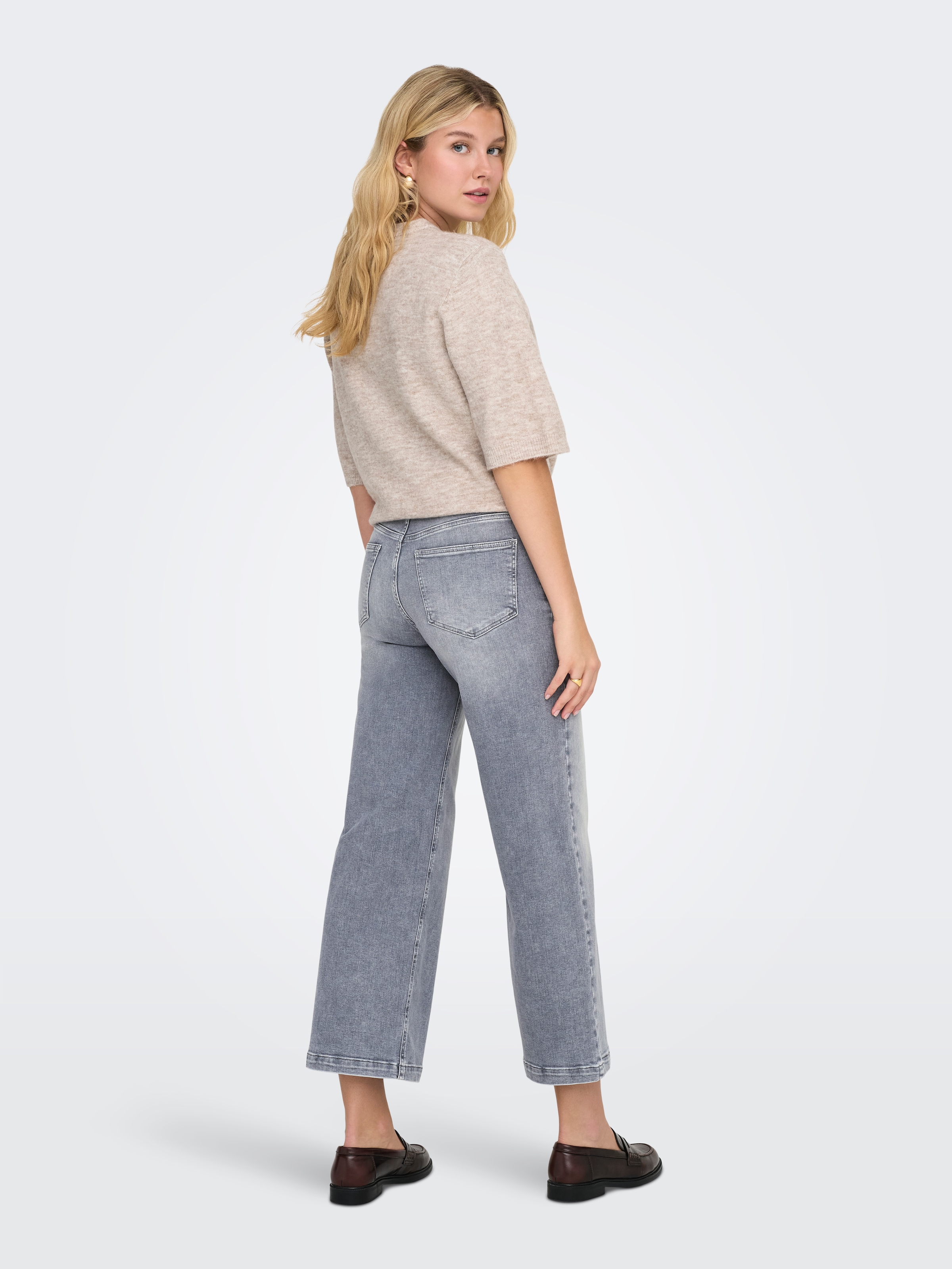 ONLY High-waist-Jeans »ONLMADISON BLUSH HW CP WD DNM REA293NOOS« hohe Taille, weite Beinform, verkürzte Länge