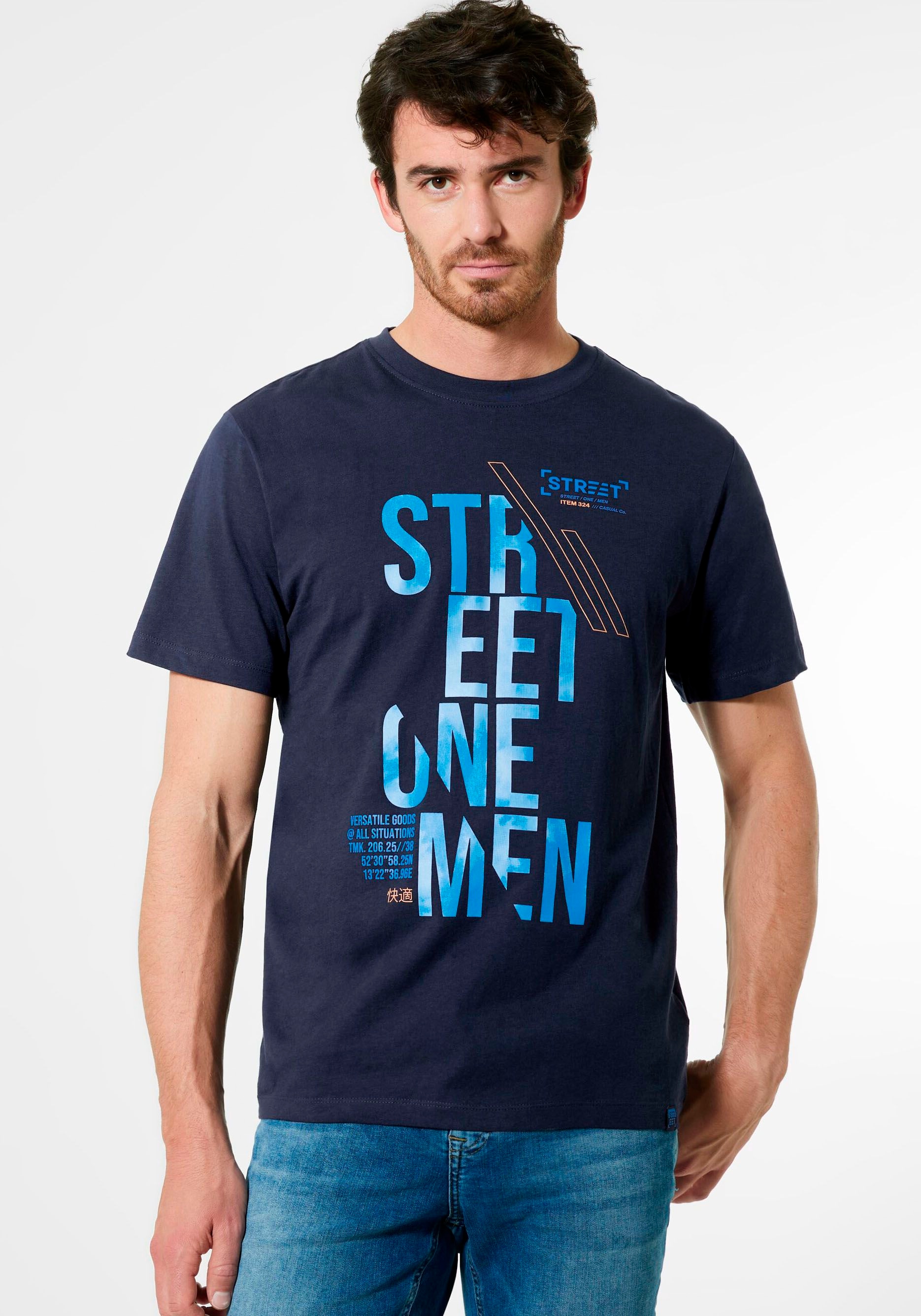 STREET ONE MEN T-Shirt, mit Label-Front-Print OTTO online bestellen bei