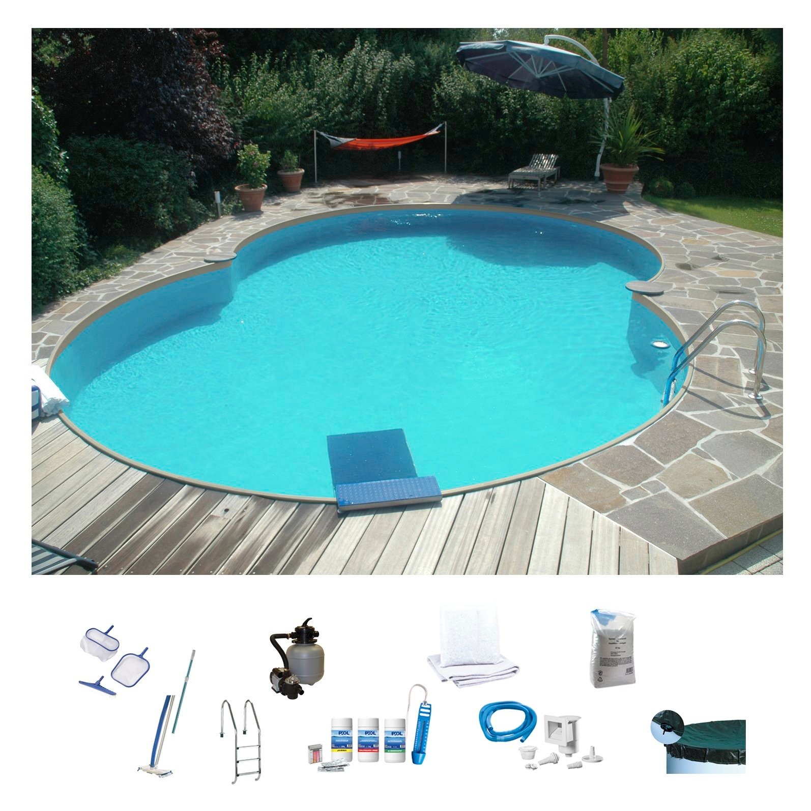 BWT MY POOL Achtformpool, (Set, 10 tlg.), BxLxH: 360x625x120 cm