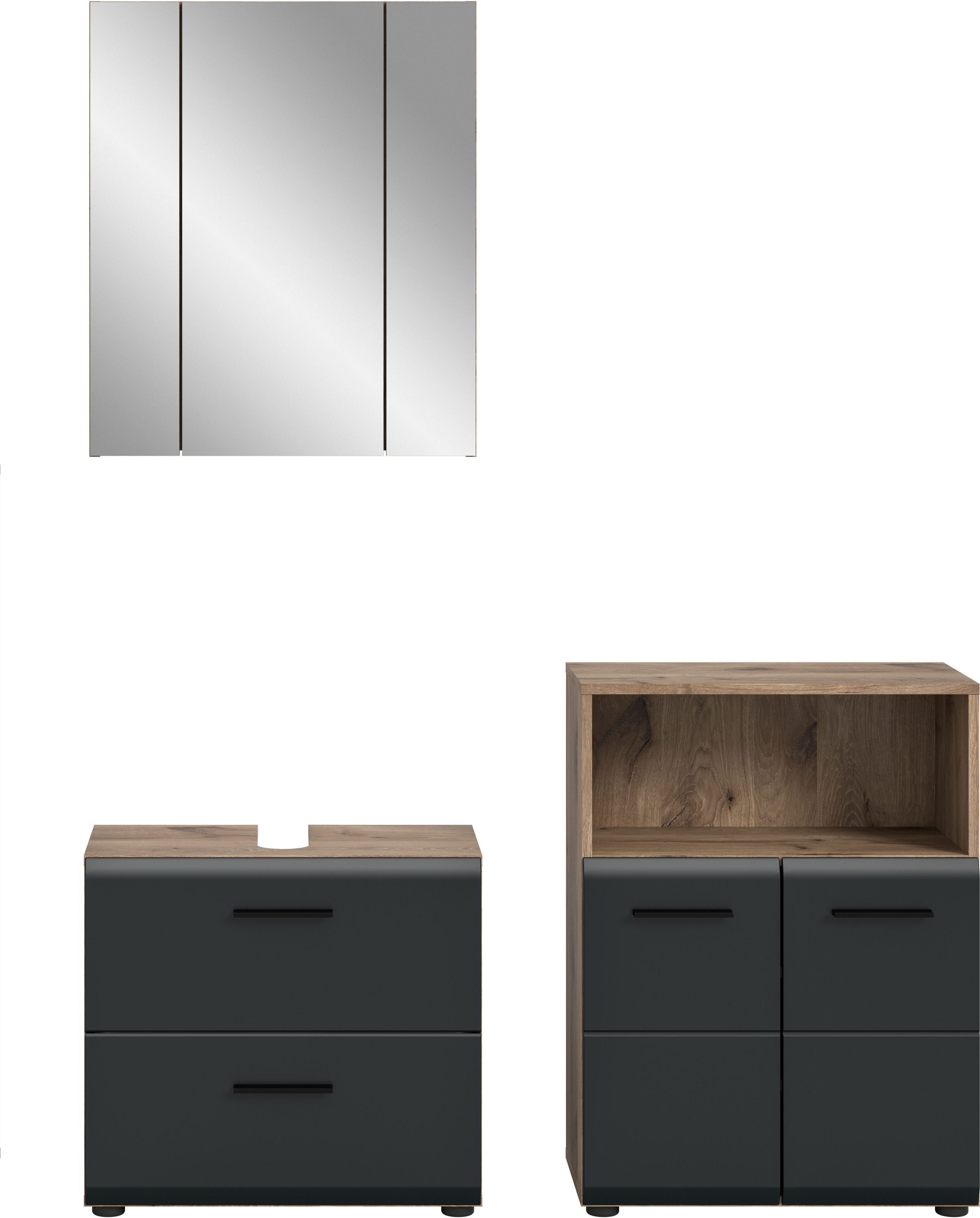 INOSIGN Badmöbel-Set »FLORENZ, TOPSELLER!, 3-teilige Badkombination, hochwertige MDF-Front«, (Set, 3 St., best. aus: Waschbeckenunterschrank, Spiegelschrank, Midischrank breit), Bad-Kombination, Bad-Möbel, Badezimmer, Kombination, Kombi