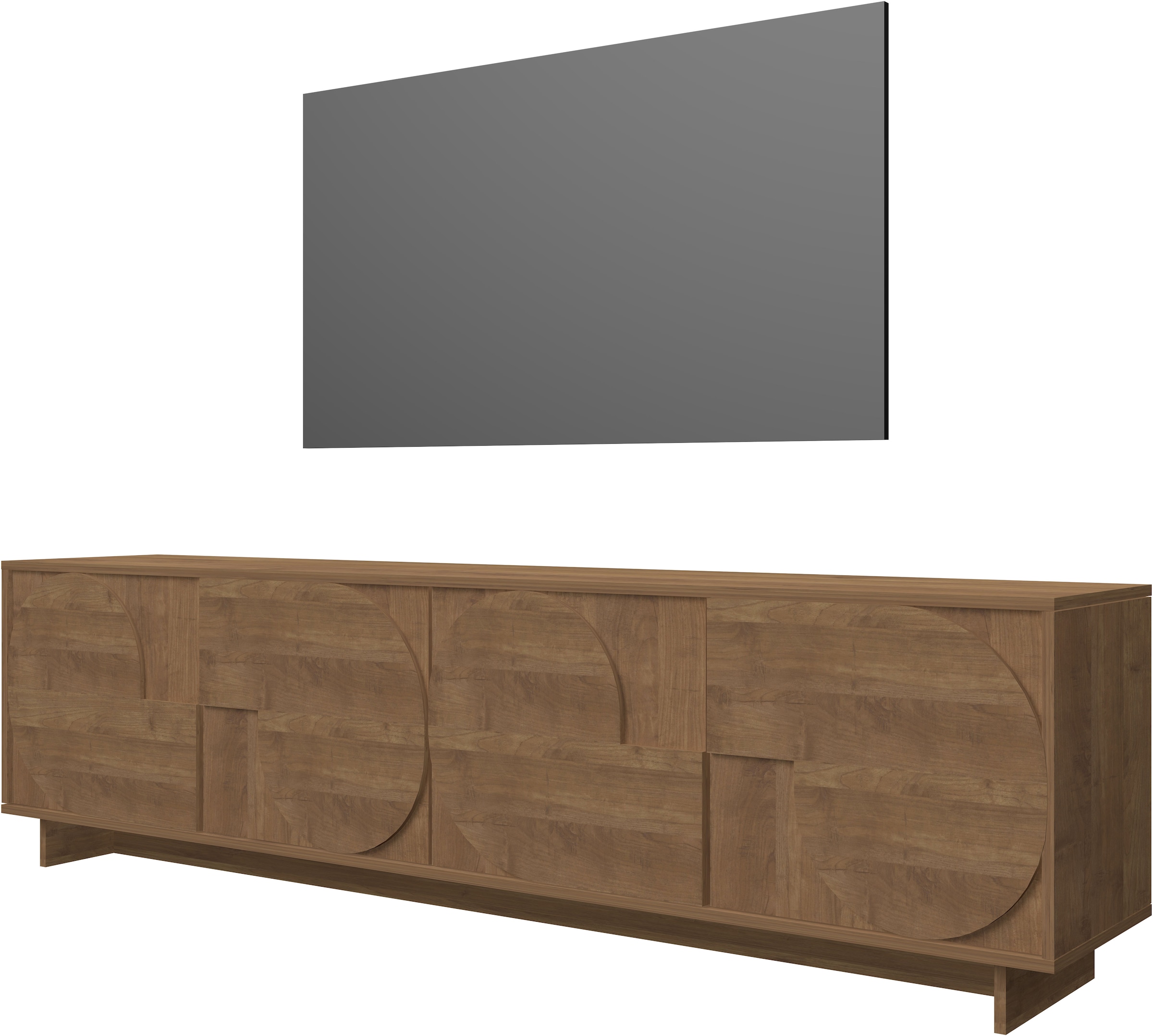 Home affaire Lowboard »Zen, 205 cm breit, 4 Türen, Mediaboard, TV-Schrank, TV-Board« Push-to-open, 3D-Fronten, Mercure-Holzstruktur, viel Stauraum