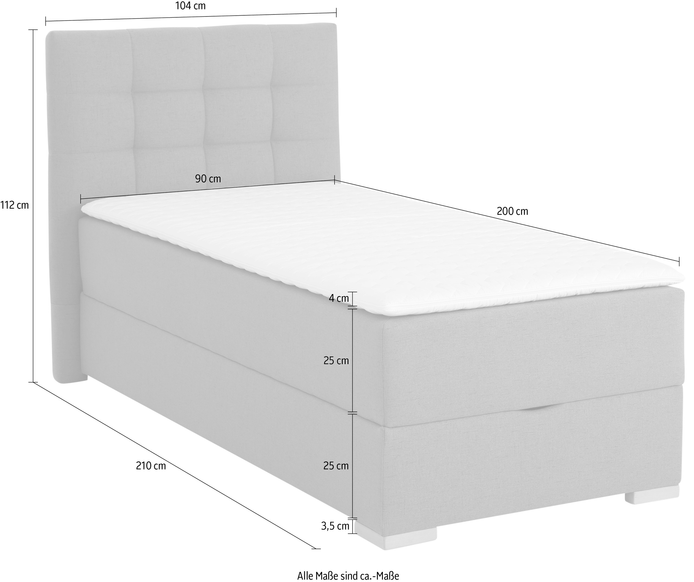 Home affaire Boxbett »Olivet mit Bettkasten« in 4 Farben, 4 Breiten, 2 Matratzenarten, auch in Überlänge 220 cm