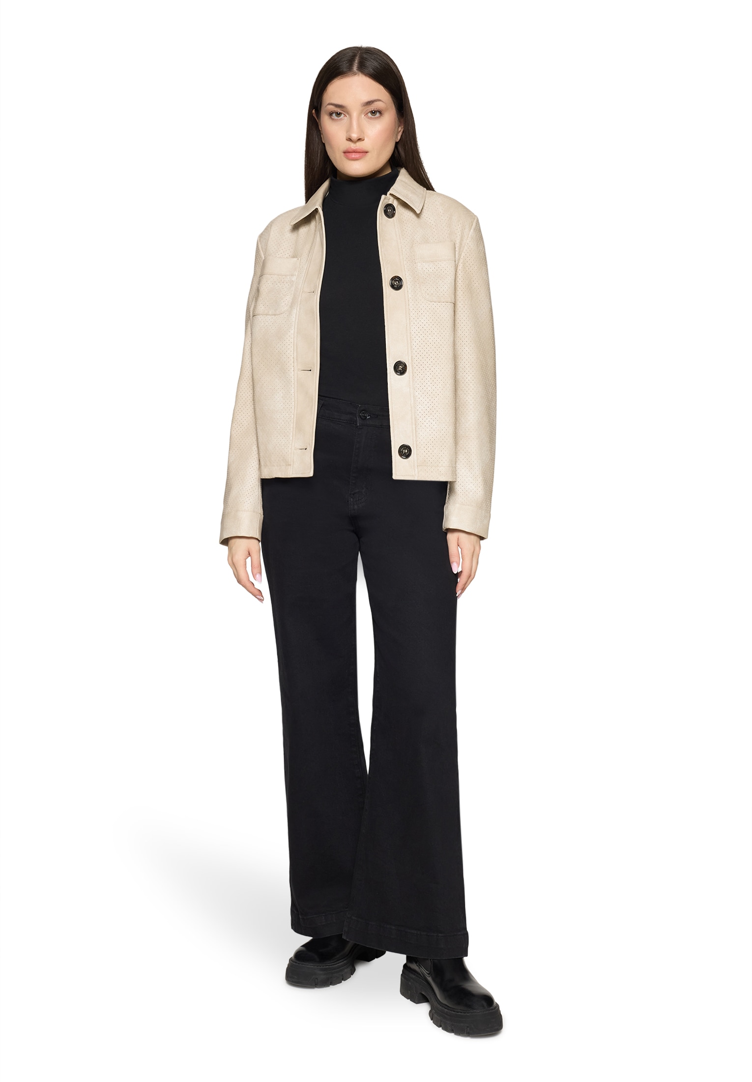 Amber & June Lederimitatjacke »Kunstleder-Jacke mit Kragen«