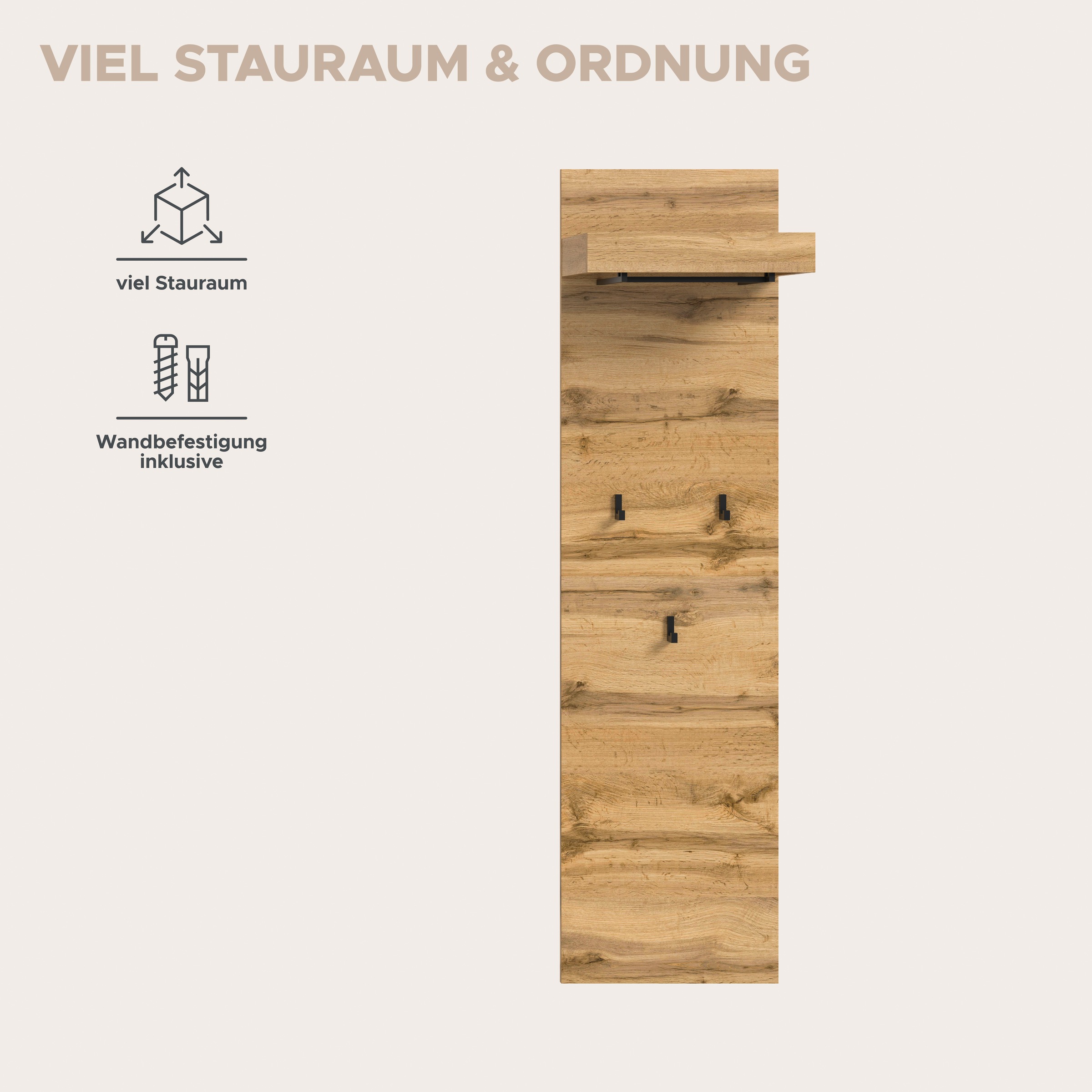 OTTO home Garderobenpaneel 1 Stk. tlg. Paneel, Garderobe, Flur, Diele, Hakenleiste