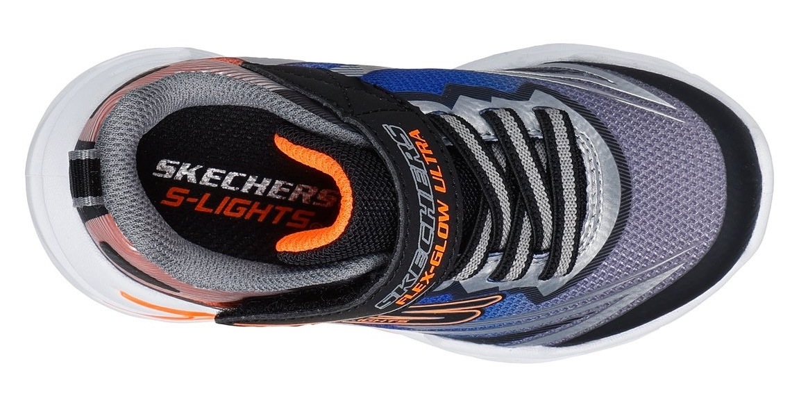 Skechers Lauflernschuh »FLEX-GLOW ULTRA LIGHTS«, Blink,-Klettschuh zum Schlüpfen, Neon, Größenschablone zum Download