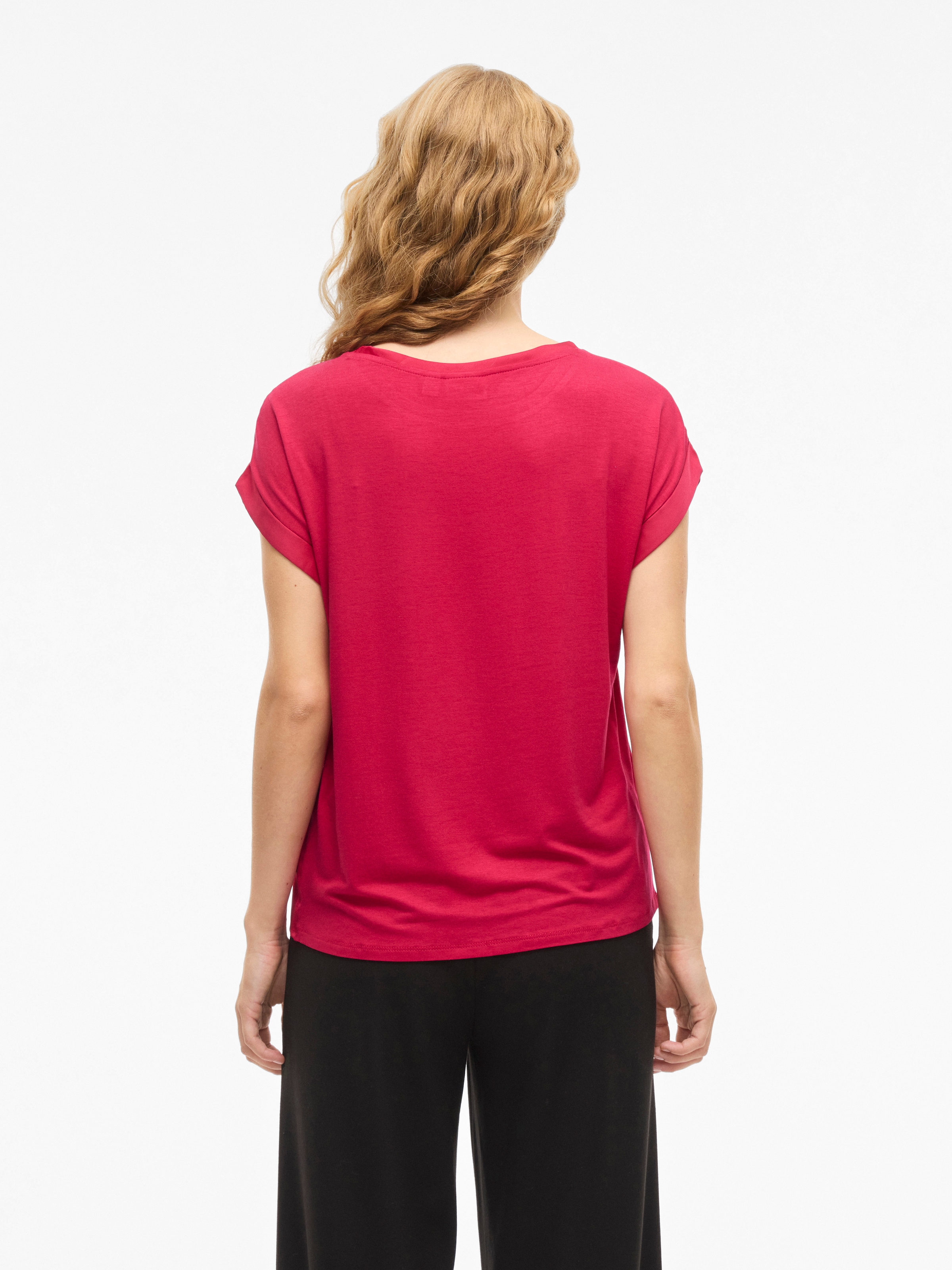 Vila Kurzarmshirt »VIELLETTE S/S SATIN TOP - NOOS« Kunstfaser, regular fit