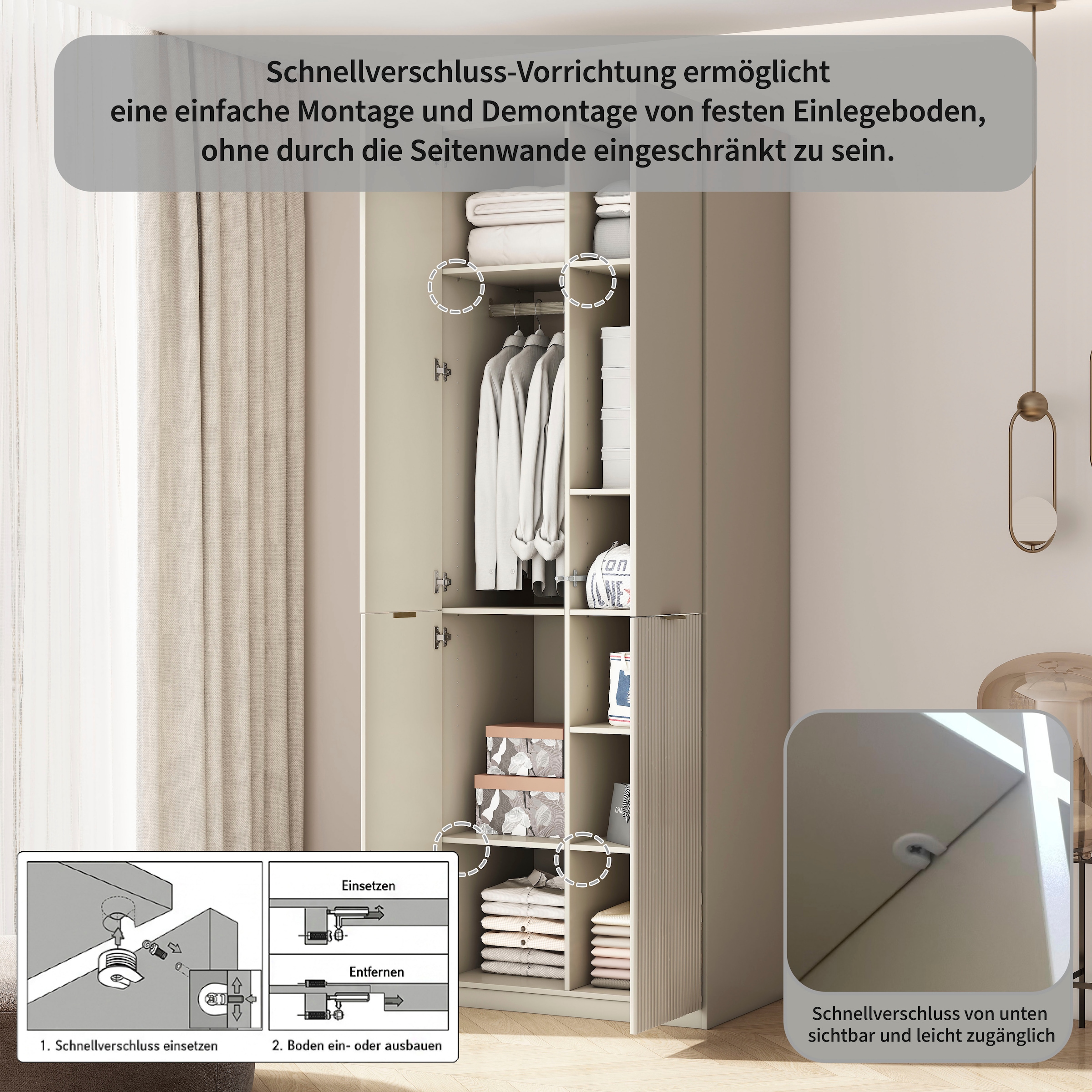 OTTO home Kleiderschrank »Jorella Schlafzimmerschrank Garderobe« eleganter Schlafzimmerschrank Rillendesign Trend Breite 82cm