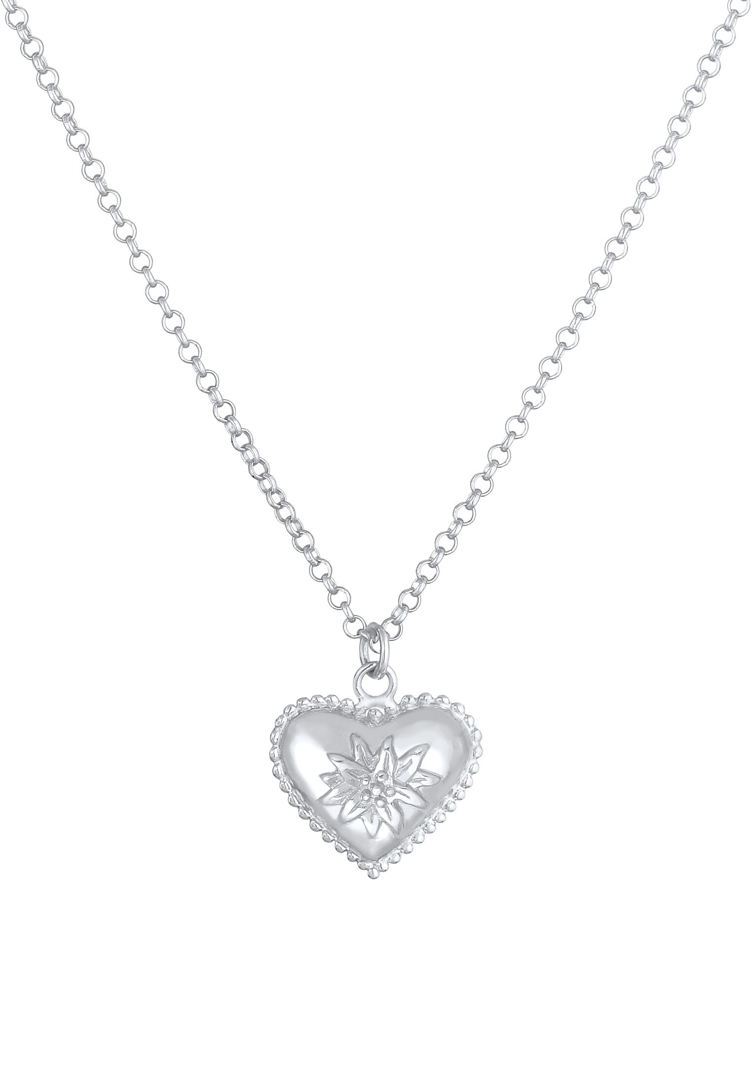 Elli Kette mit Anhänger »Halskette Elli Halskette Edelweiss Herz Dirndl Look 925 Silber«