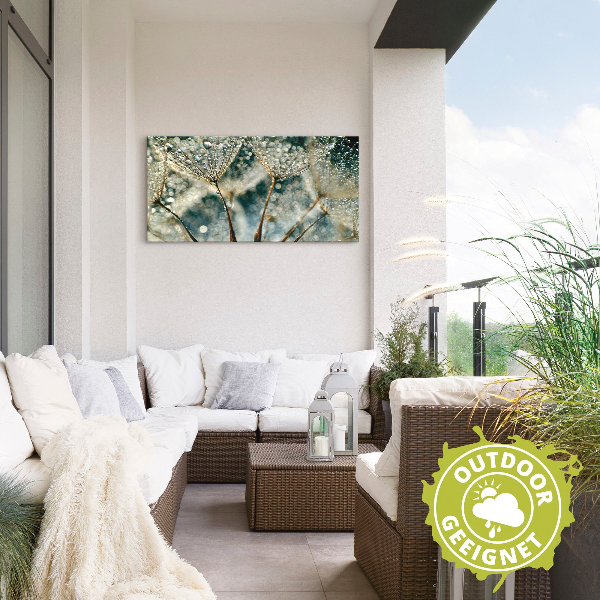 Artland Wandbild »Pusteblume Regenschauer«, Blumen, (1 St.), als Alubild, Outdoorbild, Leinwandbild, Poster, Wandaufkleber